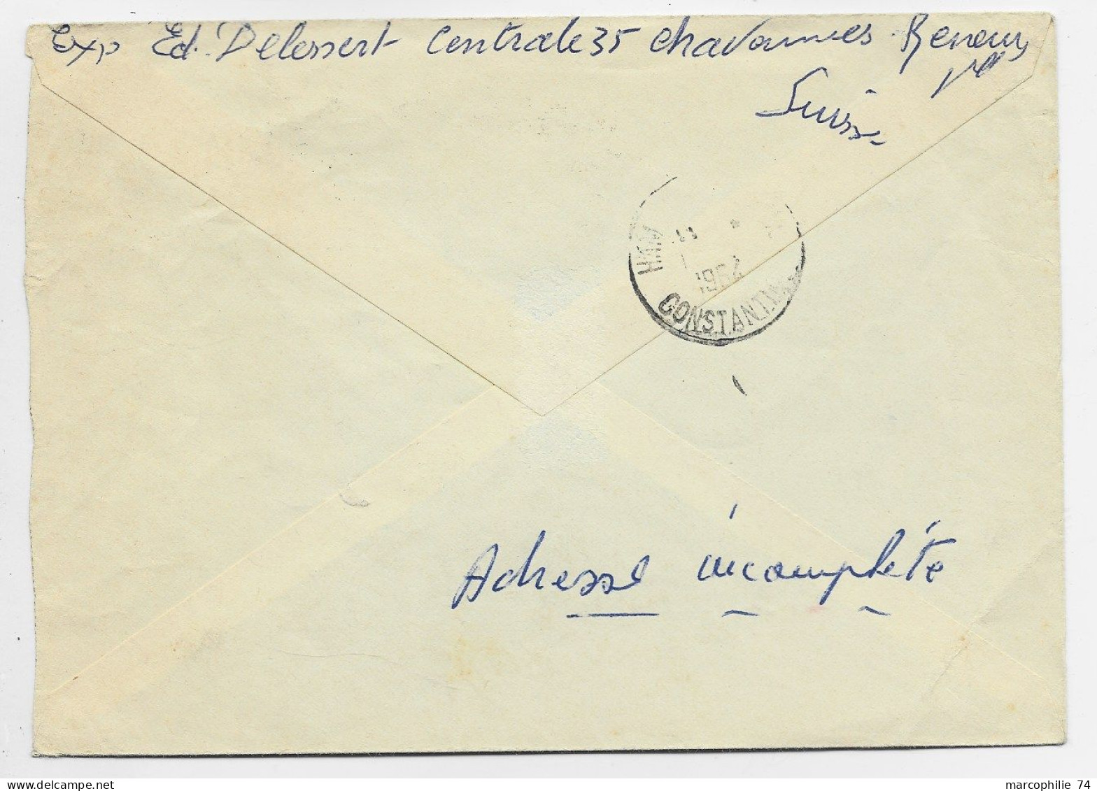 HELVETIA 50C LETTRE RENENS 1964 POUR HAMMA BOUZIANE ALGERIE + RETOUR ENVOYEUR 5226 - Cartas & Documentos