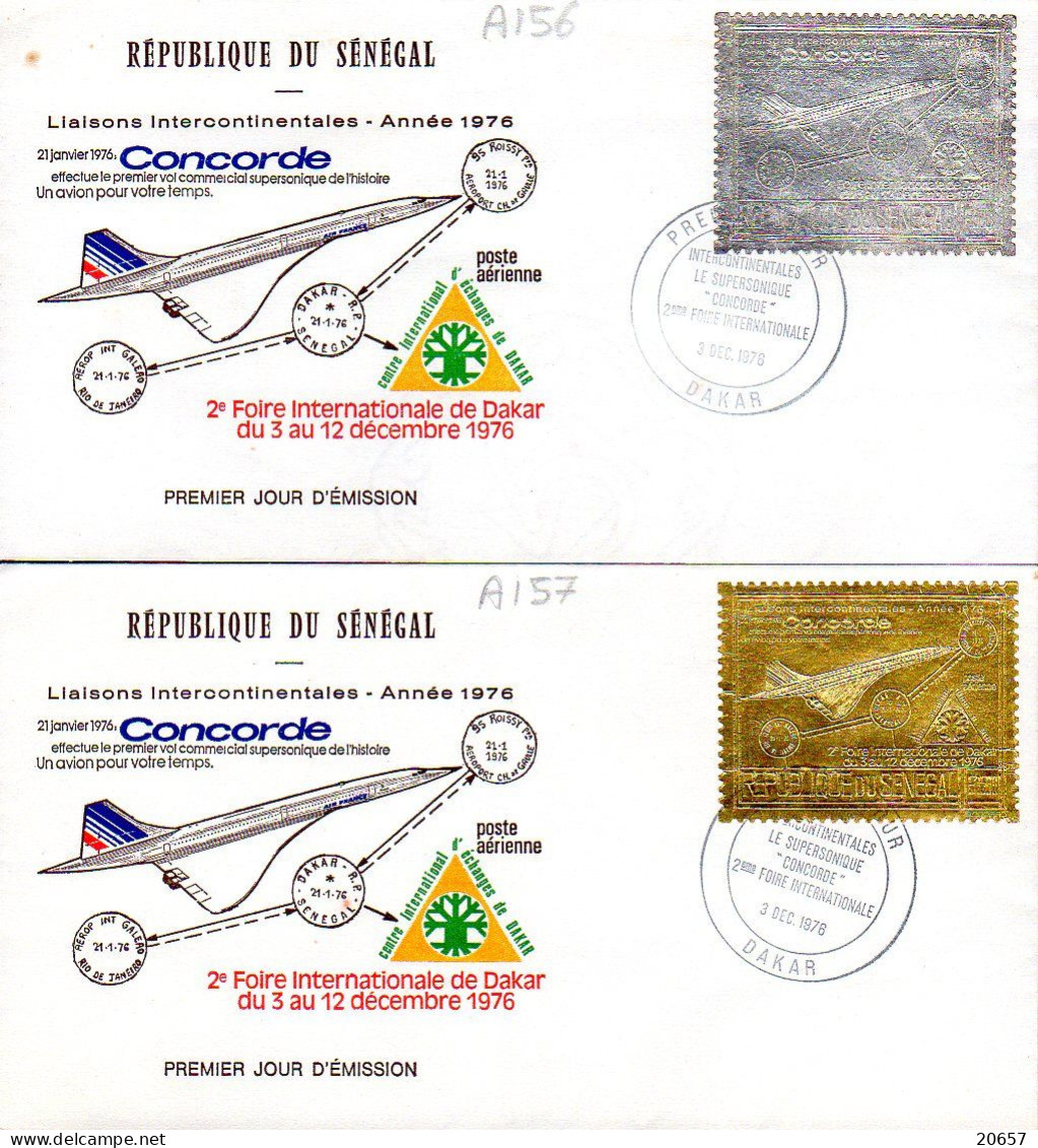 Senegal A 156/57 Fdc Avion Concorde Or Et Argent, Foire Internationale De Dakar - Concorde