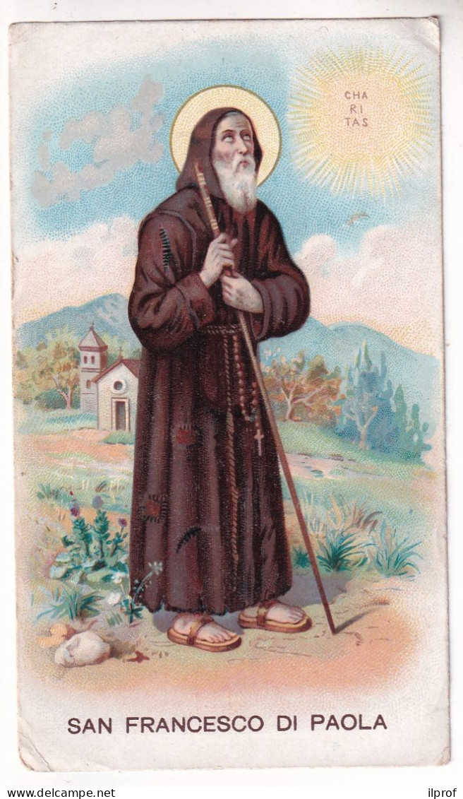 San Francesco Di Paola - Vecchio Santino Con Preghiera  Rif. S457 - Religion & Esotericism