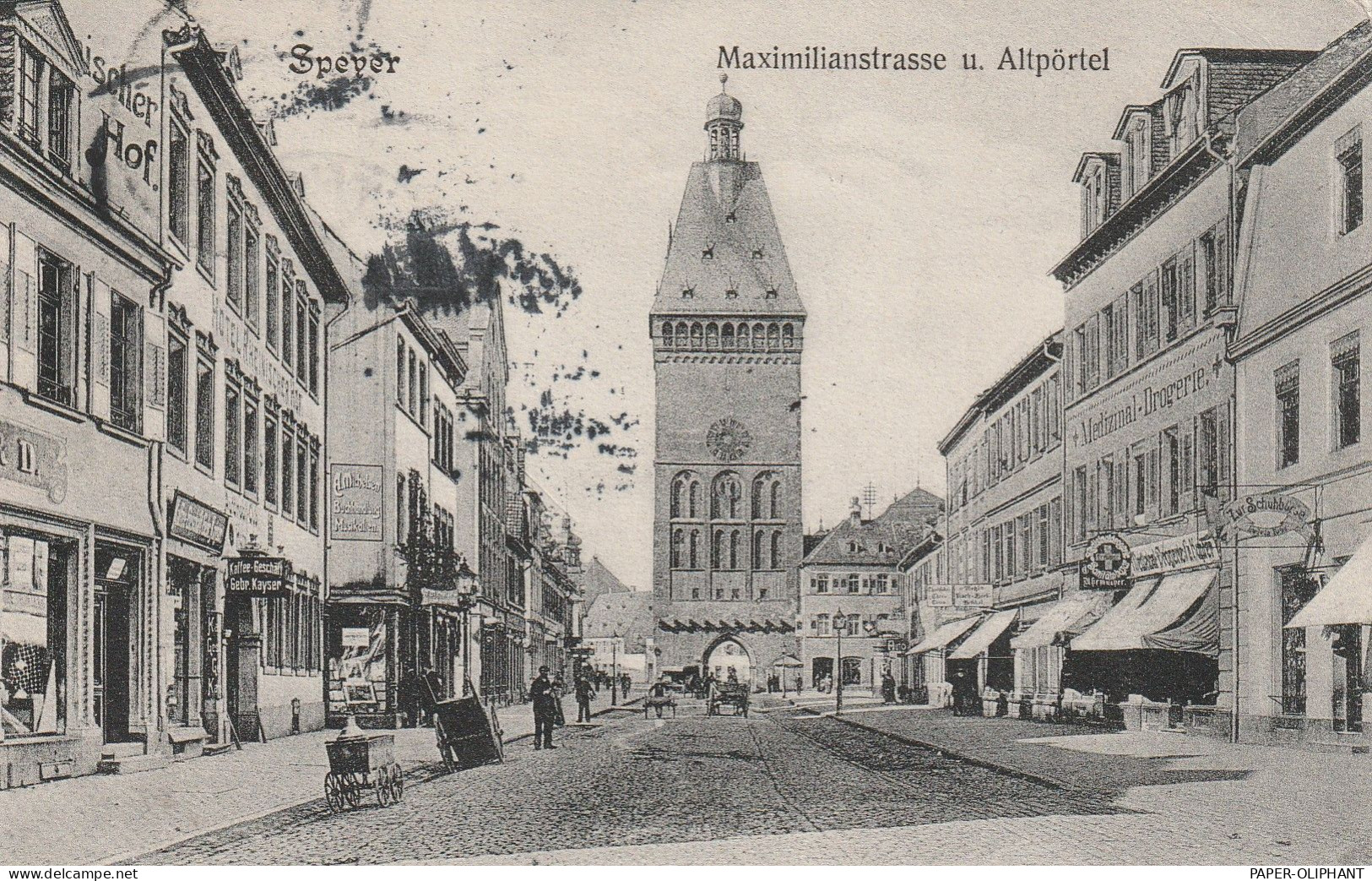 6720 SPEYER, Maximilianstrasse Und Altpörtel, Kayser's Cafe, Apotheke, 1906 - Speyer