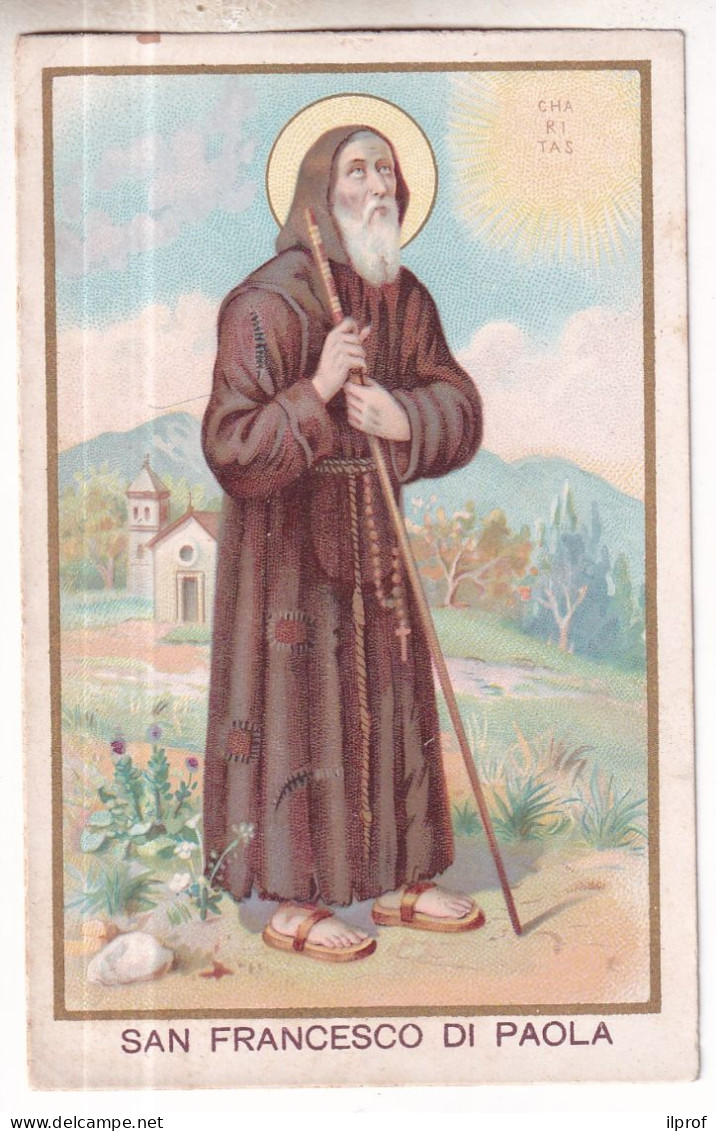 San Francesco Di Paola - Vecchio Santino (B) Con Preghiera  Rif. S458 - Religion &  Esoterik