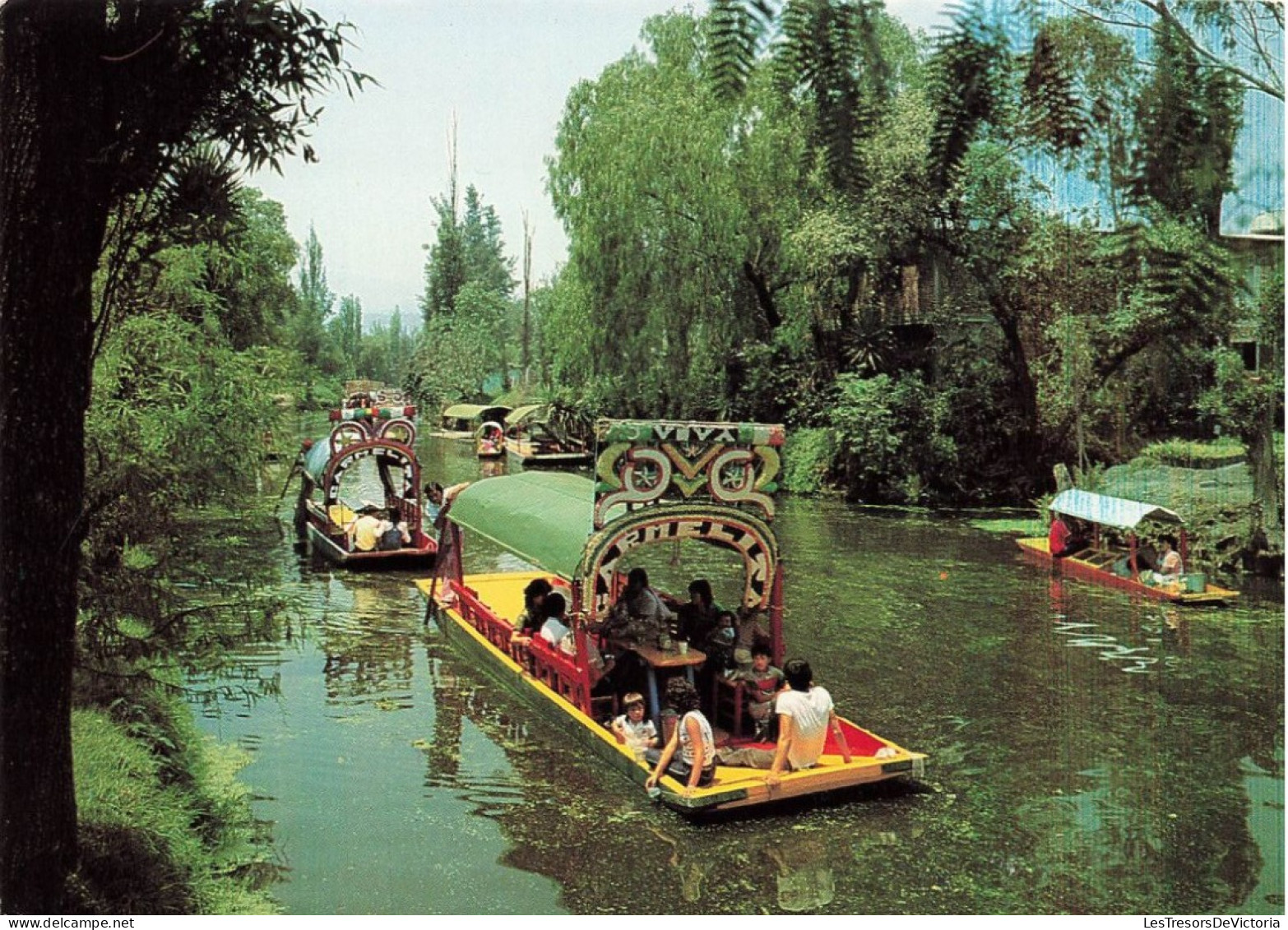 MEXIQUE - Flower Bedecked Launches In The Xochimilco Canals - Animé - Bateaux - Carte Postale - Mexico