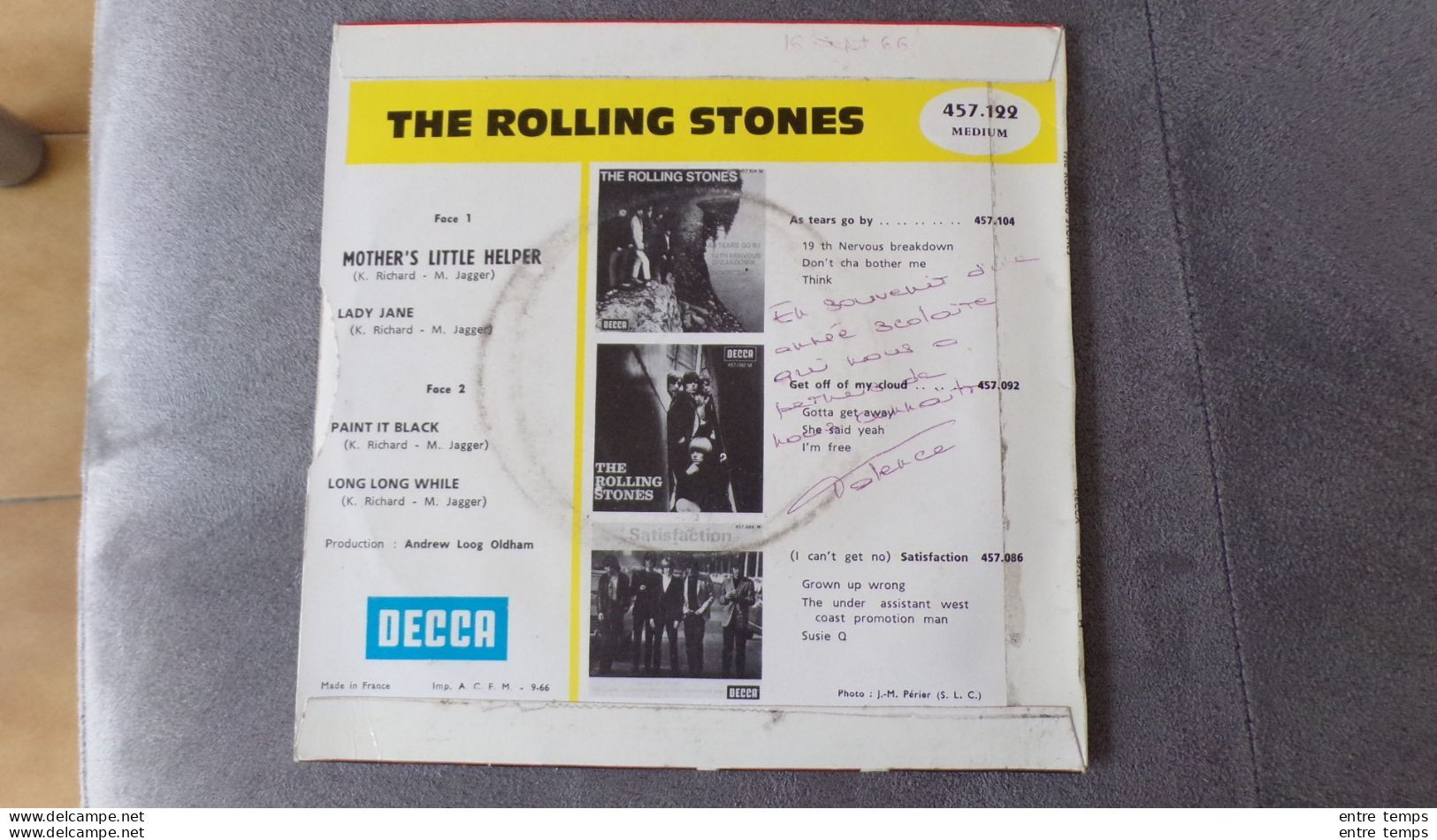 45 Tours Rolling Stones Paint In Black DECCA 457.122 - Rock