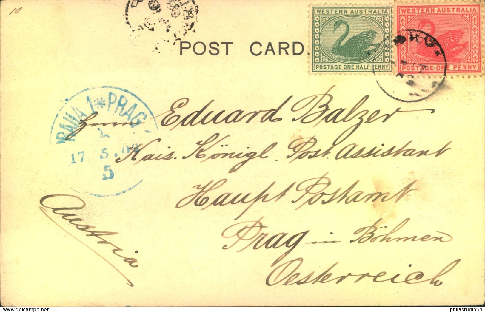 1903, Picure Postcard "Swan River From Lighthouse" Sent To Austria - Brieven En Documenten