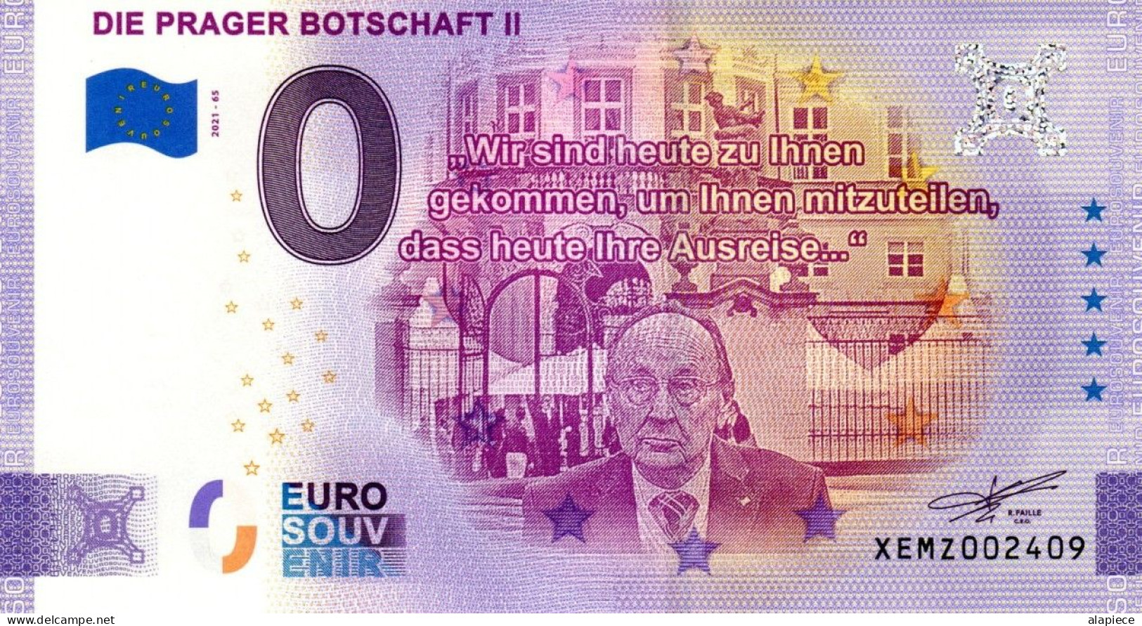 Billet Touristique - 0 Euro - Allemagne - Dir Prager Botschaft II (2021-65) - Essais Privés / Non-officiels