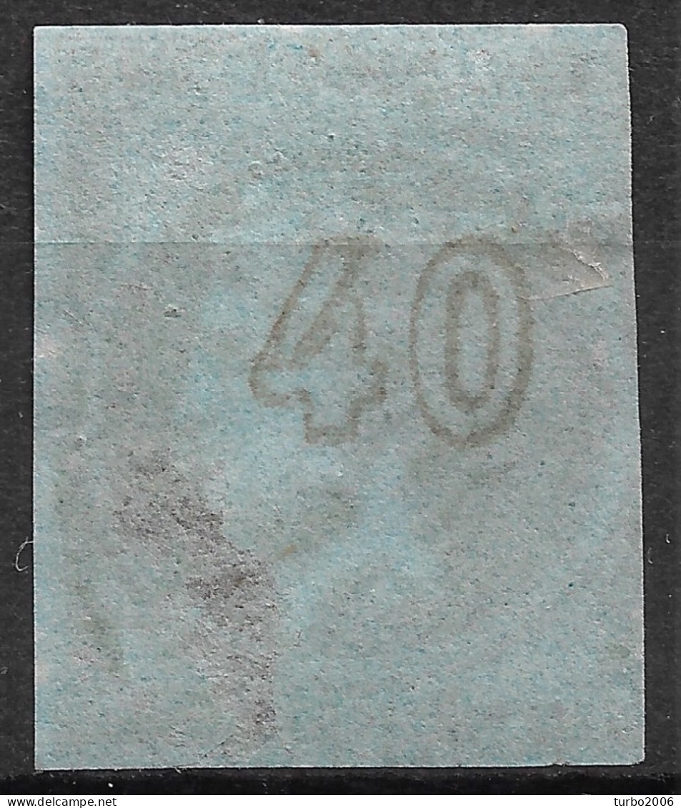 GREECE 1872-76  Large Hermes Meshed Paper Issue 40 L Bistre On Blue Vl. 56 F / H 42 I B With KΩNΣTANTINOYΠOΛIΣ (TOYPKIA) - Gebruikt