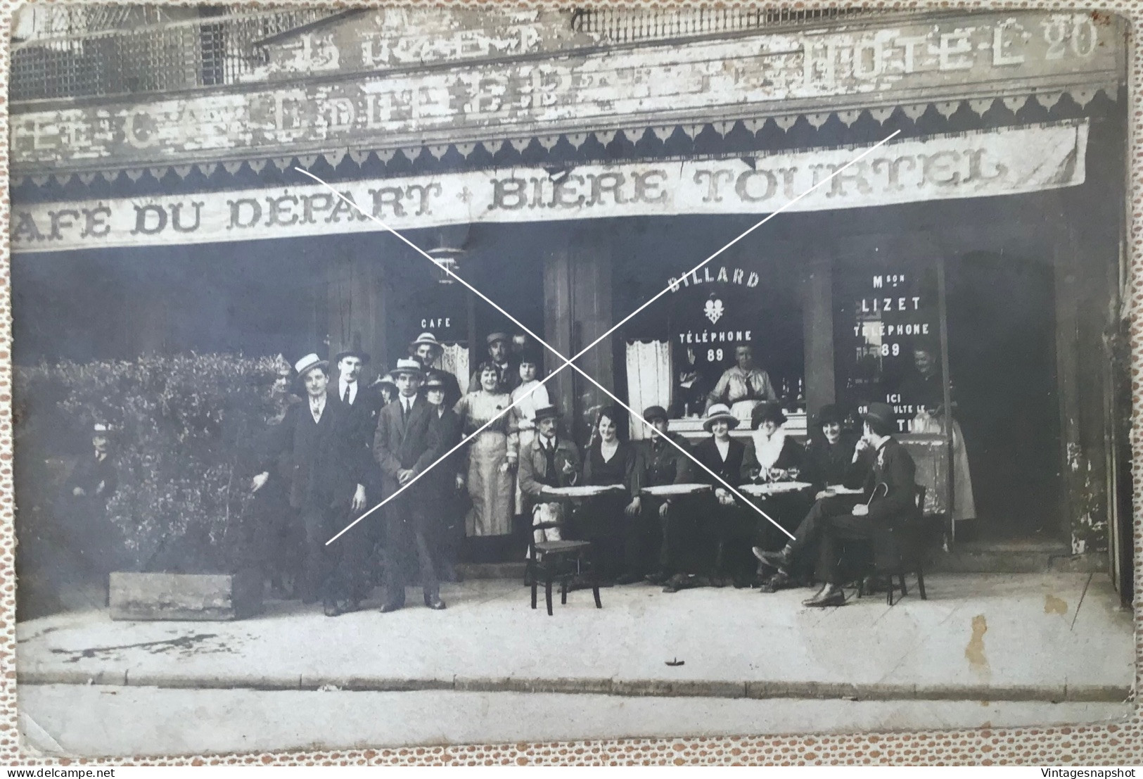 Café Hôtel Du Départ Biere Tourtel Maison Lizet Tél 89 Lieux à Identifier Photo Format CP Vers 1010-1920 - Places