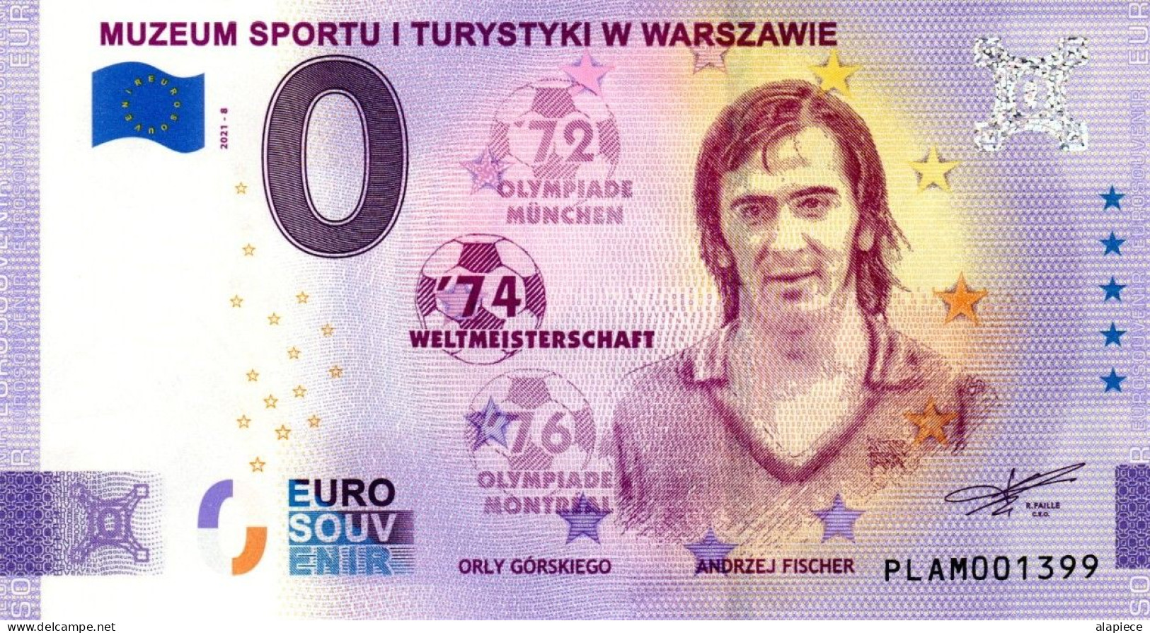 Billet Touristique - 0 Euro - Pologne - Muzeum Sportu I Turystyki W Warszawie - Andrzej Fischer (2021-8) - Essais Privés / Non-officiels