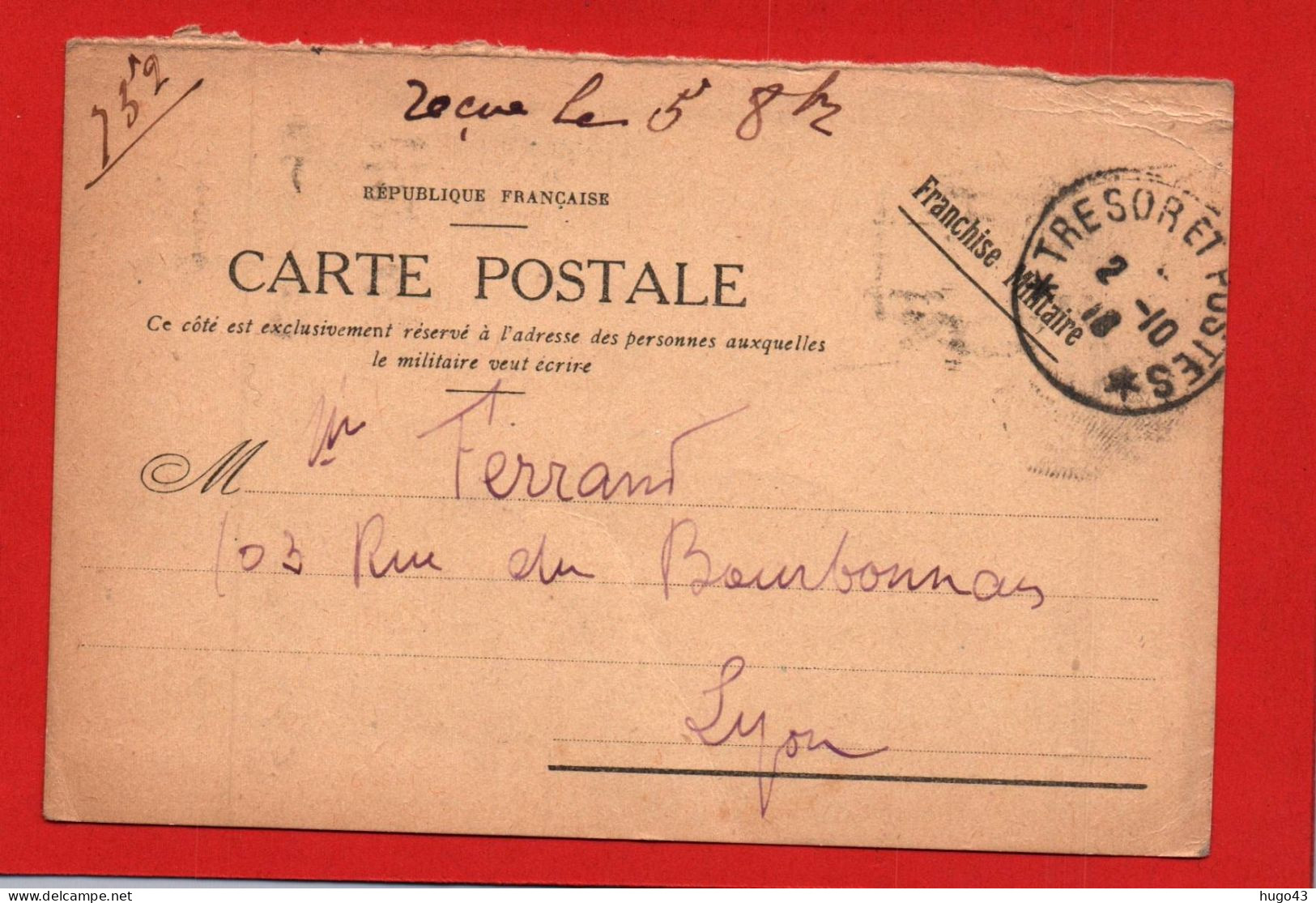 CARTE POSTALE  - CACHET TRESOR ET POSTES EN 1918 - LERGERS PLIS - Briefe U. Dokumente