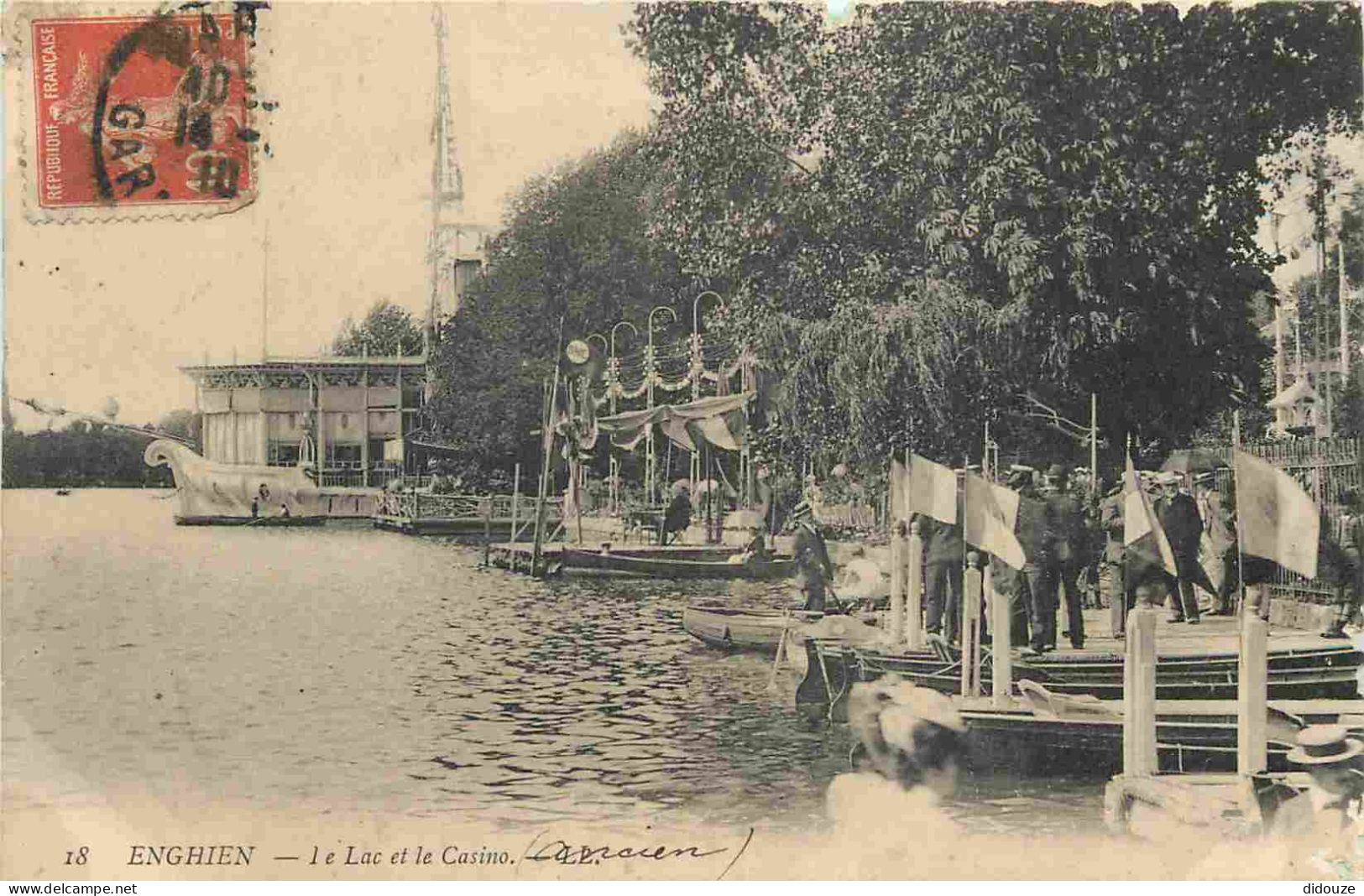 95 - Enghien Les Bains - Le Lac Et Le Casino - Animée - Correspondance - CPA - Oblitération Ronde De 1910 - Voir Scans R - Enghien Les Bains