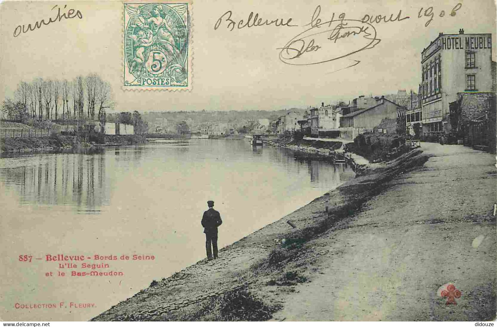 92 - Bellevue - Bords De Seine - L'Ile Seguin Et Le Bas Meudon - Animée - CPA - Oblitération Ronde De 1906 - Voir Scans  - Autres & Non Classés