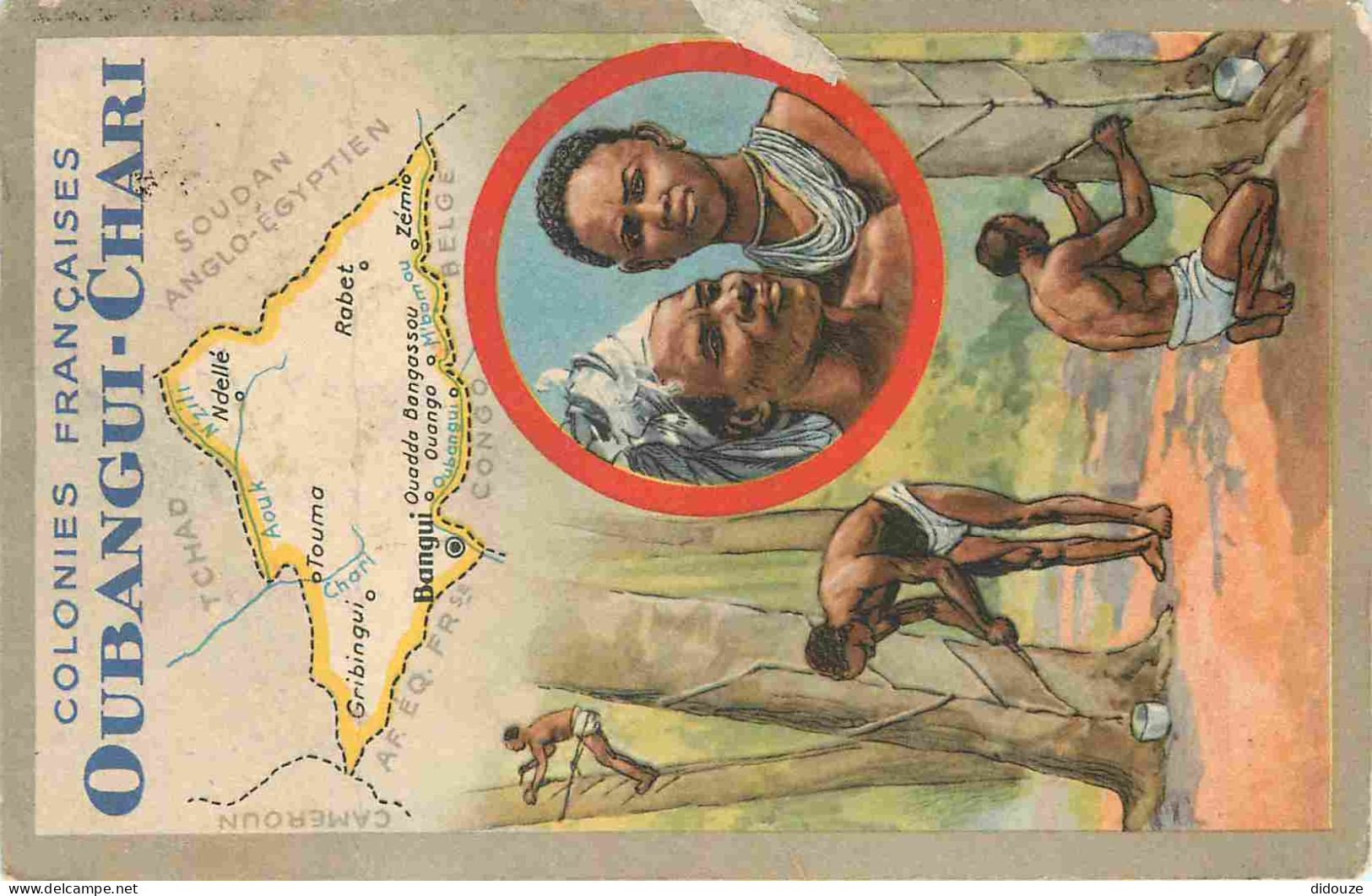 République Centrafricaine - Oubangui-Chari - Carte Les Colonie Françaises - Illustration - CPA - Voir Scans Recto-Verso - Centrafricaine (République)
