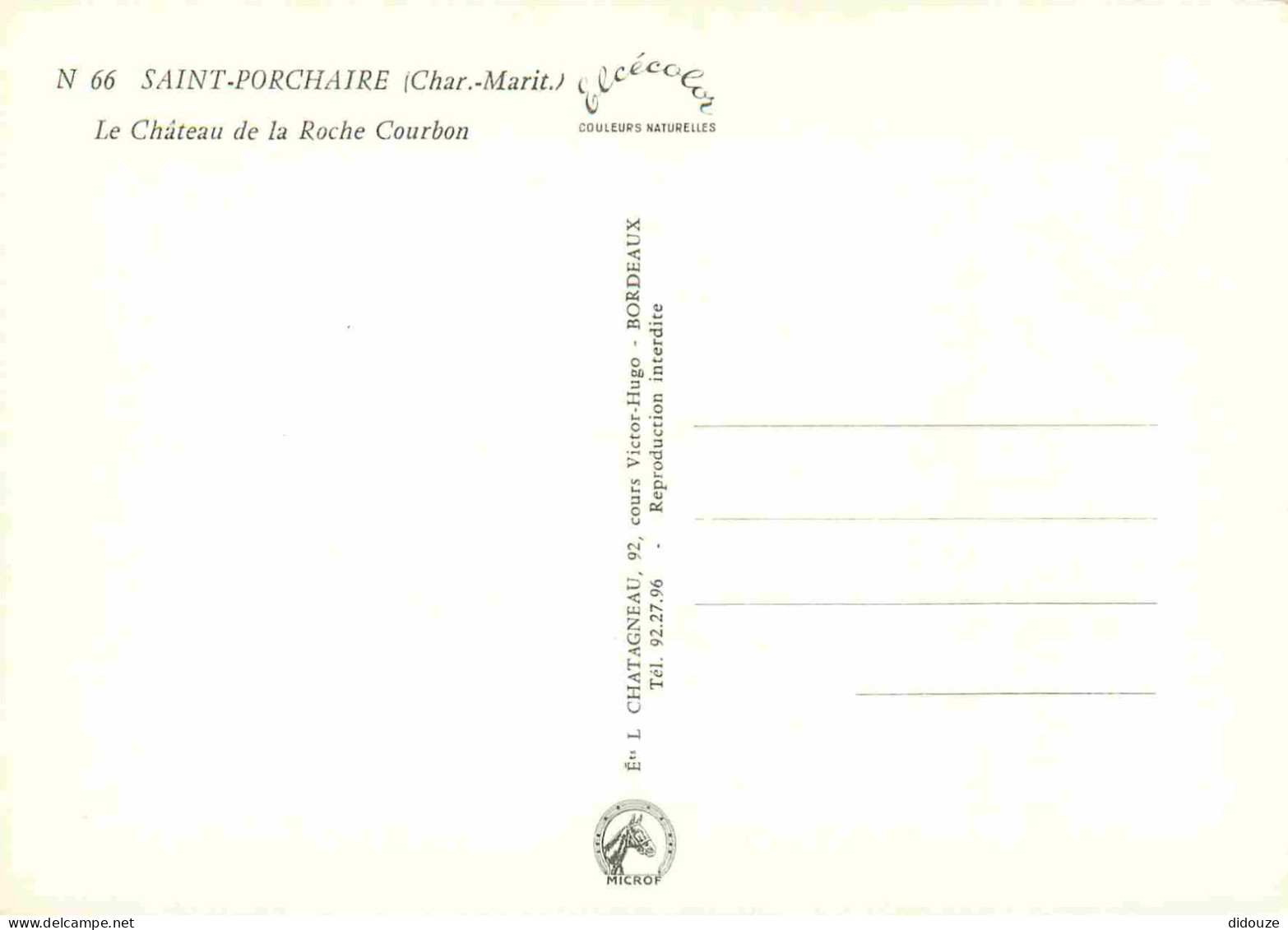 17 - Saint Porchaire - Château De La Roche Courbon - CPM - Carte Neuve - Voir Scans Recto-Verso - Altri & Non Classificati