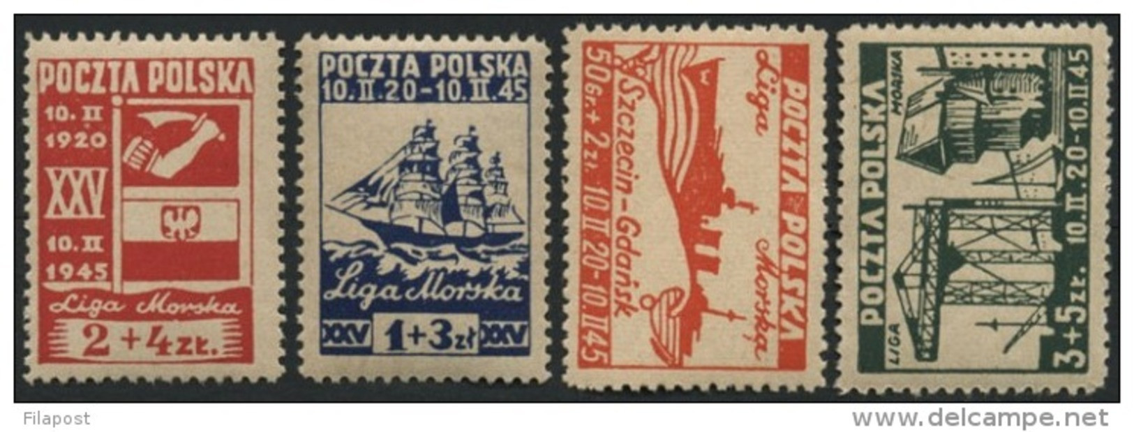 Poland 1945 Mi 399-402 Szczecin Gdansk Maritime League Full Of Set MNH** - Nuevos