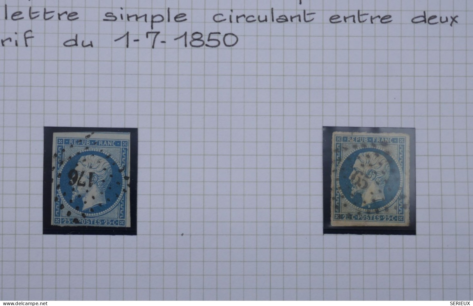 DO 8 FRANCE SUR  PAGE ETUDE OBLITERATION NAPOLEON  N°10 ++ 1852 ++VU BEHR.DISPERSION COLLECTION++ - 1852 Luigi-Napoleone