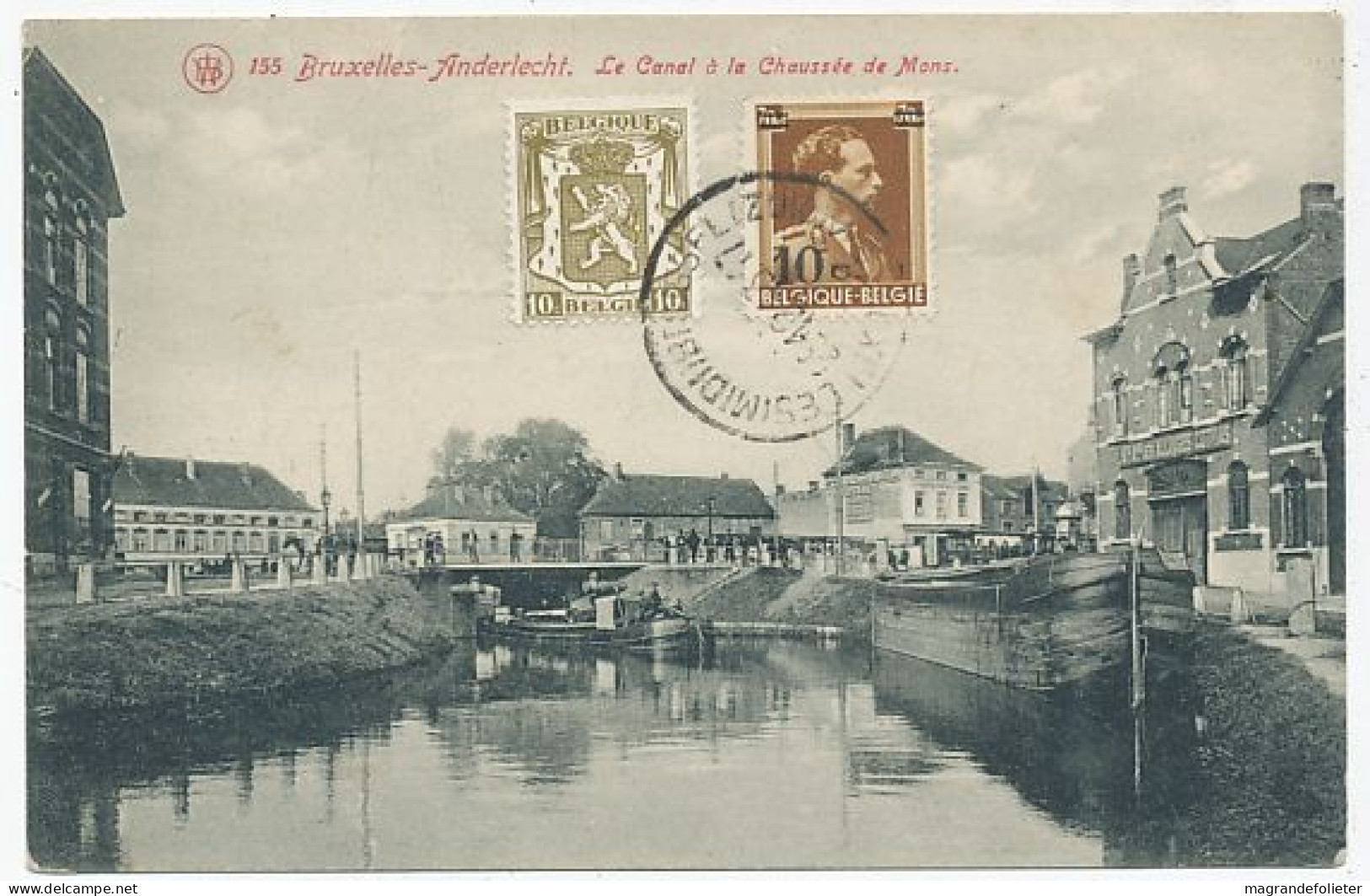 CPA CARTE POSTALE BELGIQUE BRUXELLES-ANDERLECHT LE CANAL A LA CHAUSSEE DE MONS 1937 - Anderlecht