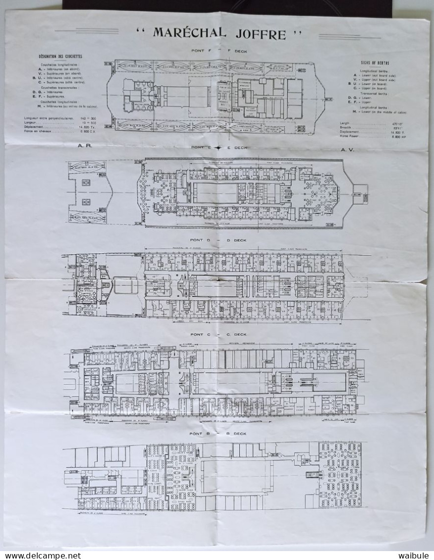 Dépliant Messageries Maritimes Maréchal Joffre"bateau Navire Photos Et Plan - Reiseprospekte