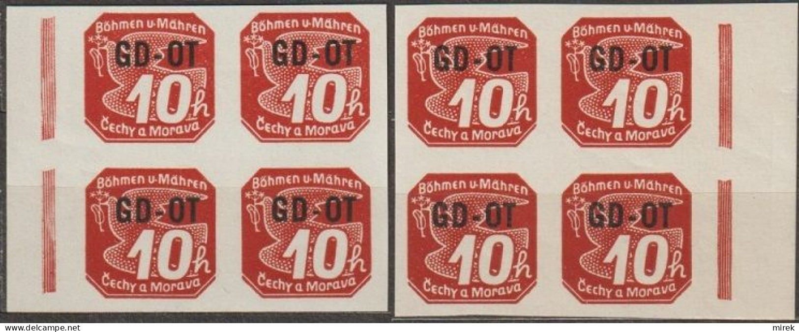 05/ Pof. OT 1, Border 4-blocks - Unused Stamps