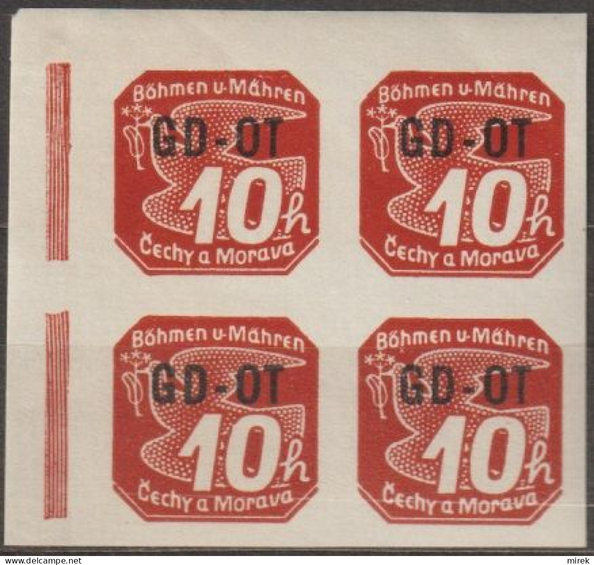 06/ Pof. OT 1, Corner 4-block - Unused Stamps