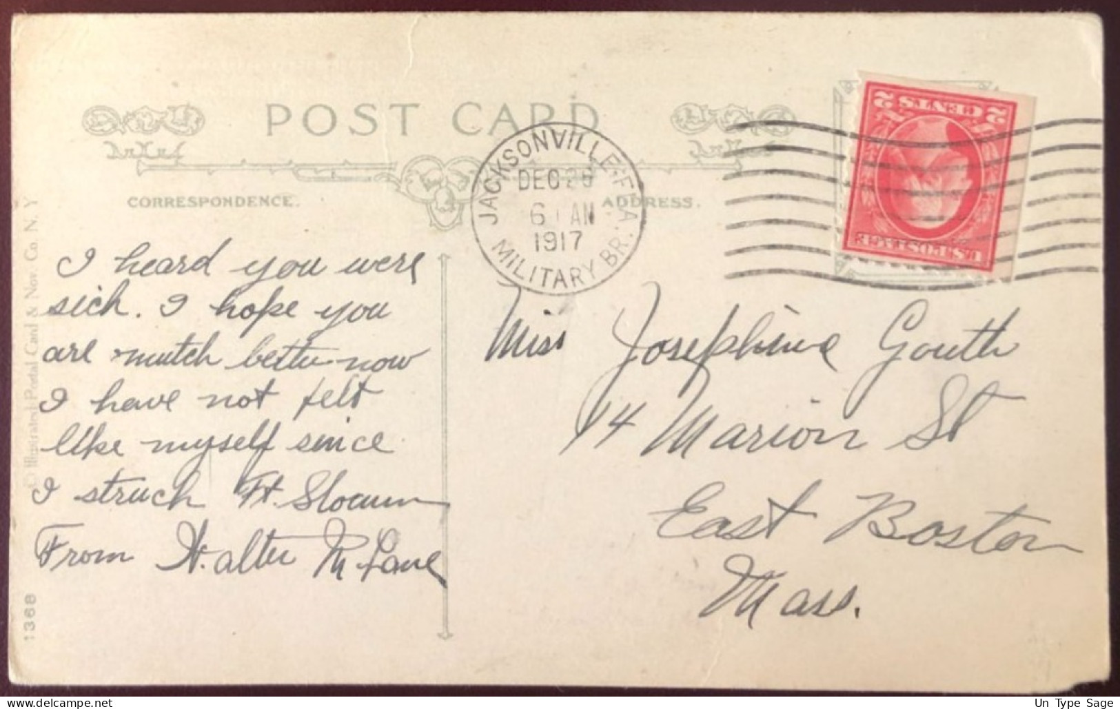 Etats-Unis, Divers Sur CPA, Cachet Jacksonville FLA. MILITARY BR. 28.12.1917 - (B1529) - Marcophilie