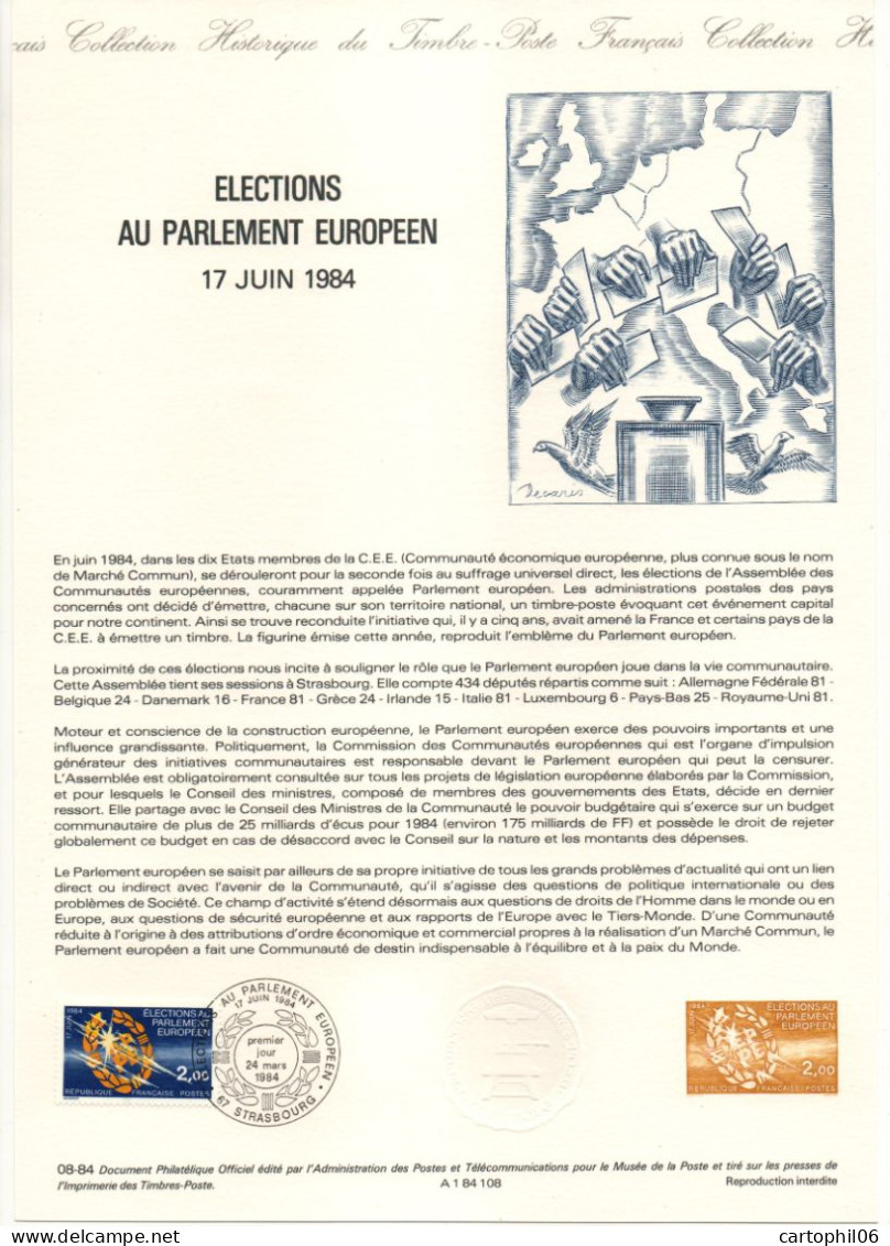 - Document Premier Jour LES ÉLECTIONS AU PARLEMENT EUROPÉEN - STRASBOURG 24.3.1984 - - EU-Organe