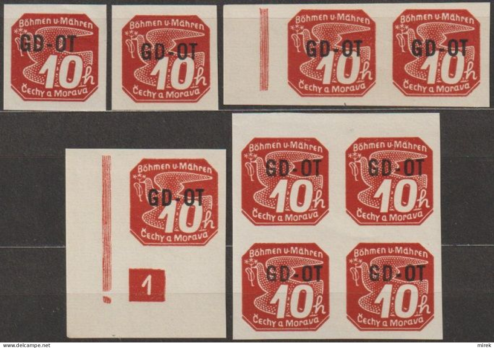 09/ Pof. OT 1, Stamps With Differend Shift Overprints - Ungebraucht