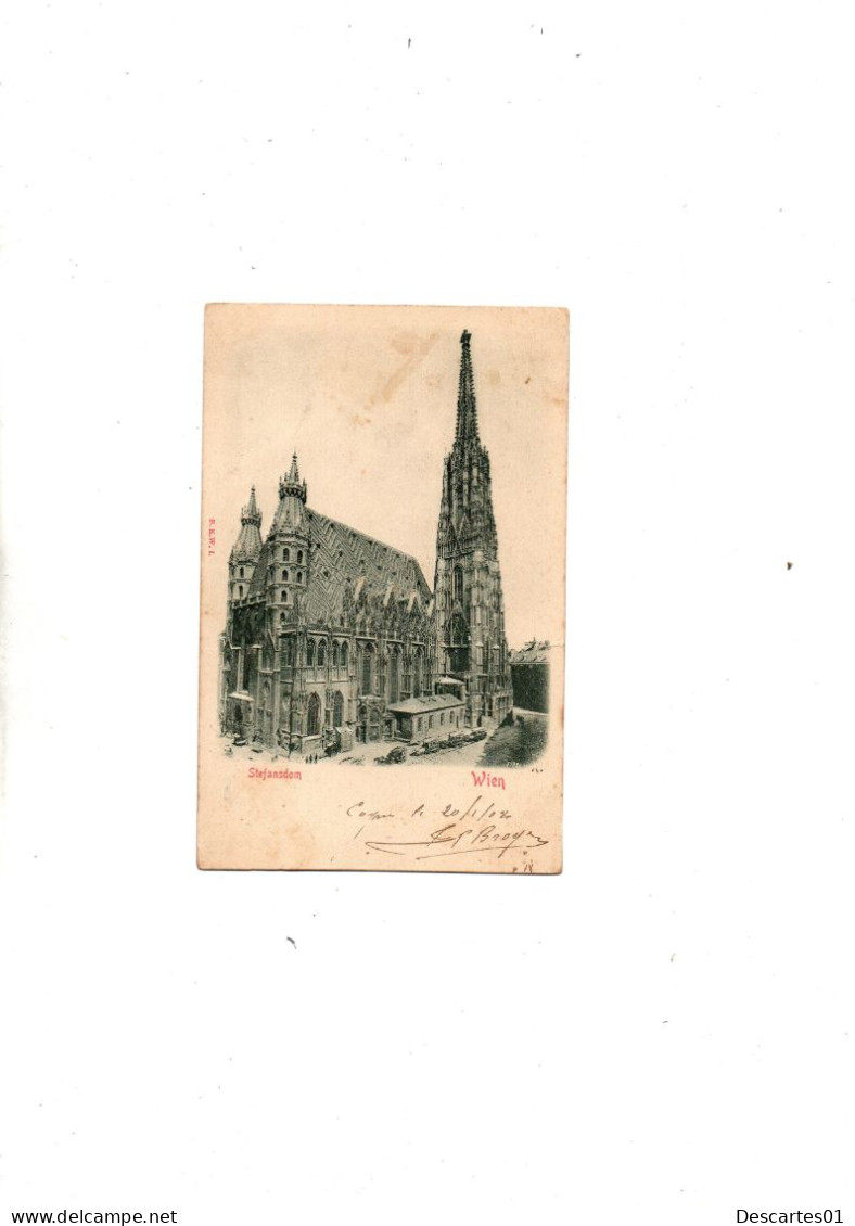 C P A   ANIMEE  AUTRICHE L'EGLISE STEFANSDOM DE VIENNE  CIRCULEE  19 JANVIER 1904 - Kirchen