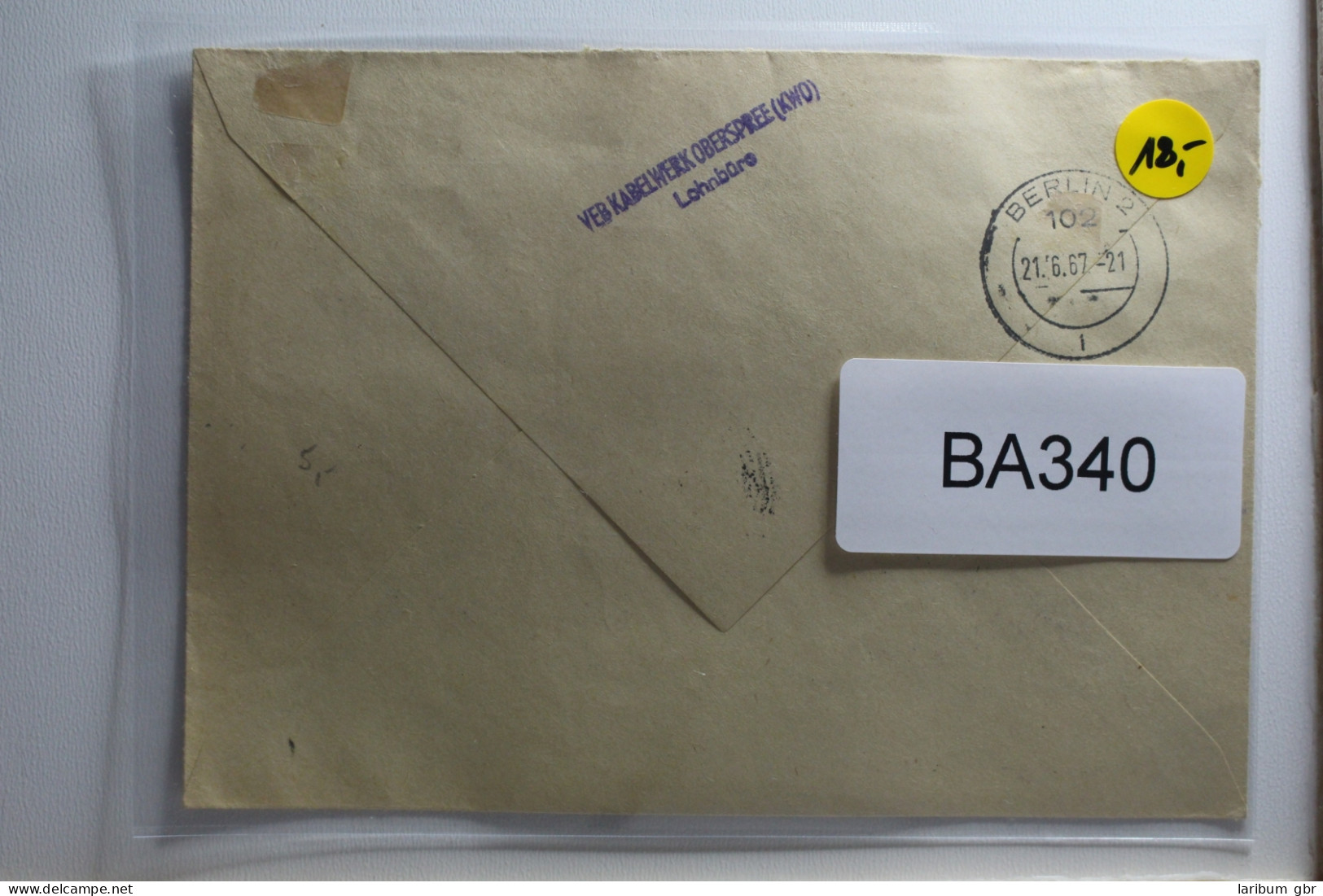 DDR ZKD Brief Mit Kontrollvigniette #BA340 - Andere & Zonder Classificatie