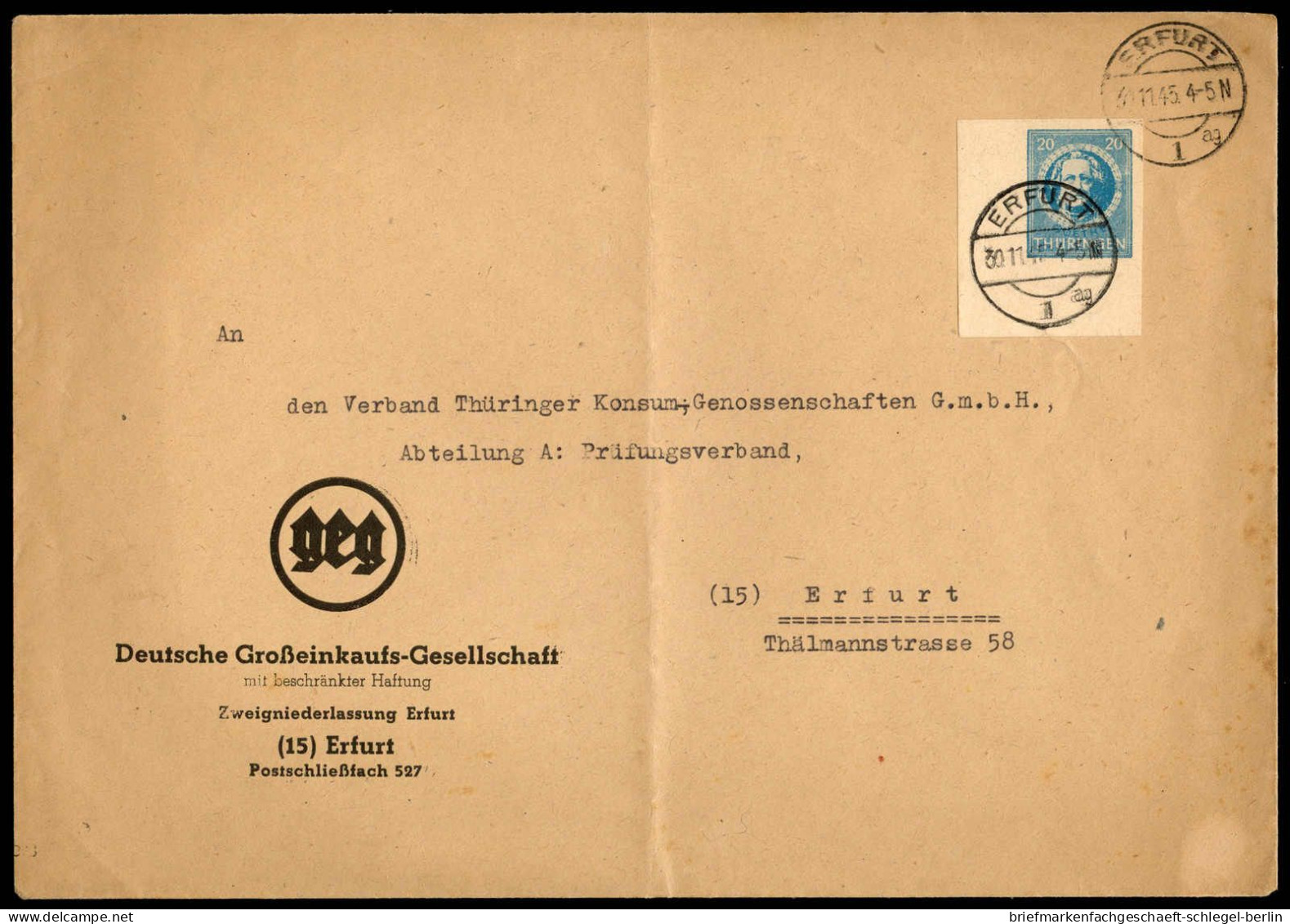 SBZ - Thüringen, 1945, 98BXw, Brief - Autres & Non Classés