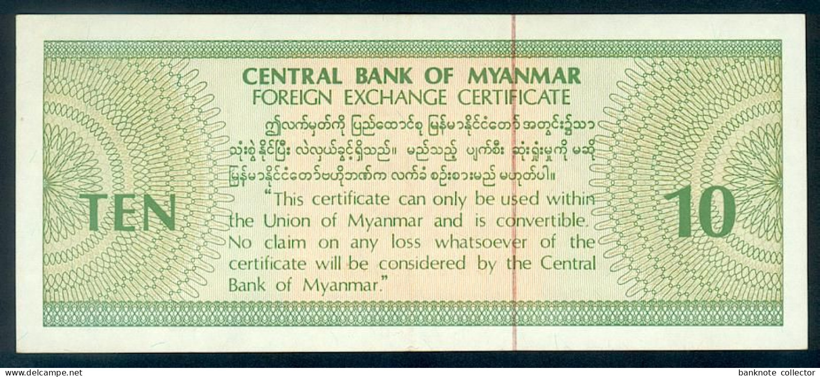 MYANMAR BURMA 10 DOLLARS 1996 FOREIGN EXCHANGE CERTIFICATE FX3 - Myanmar