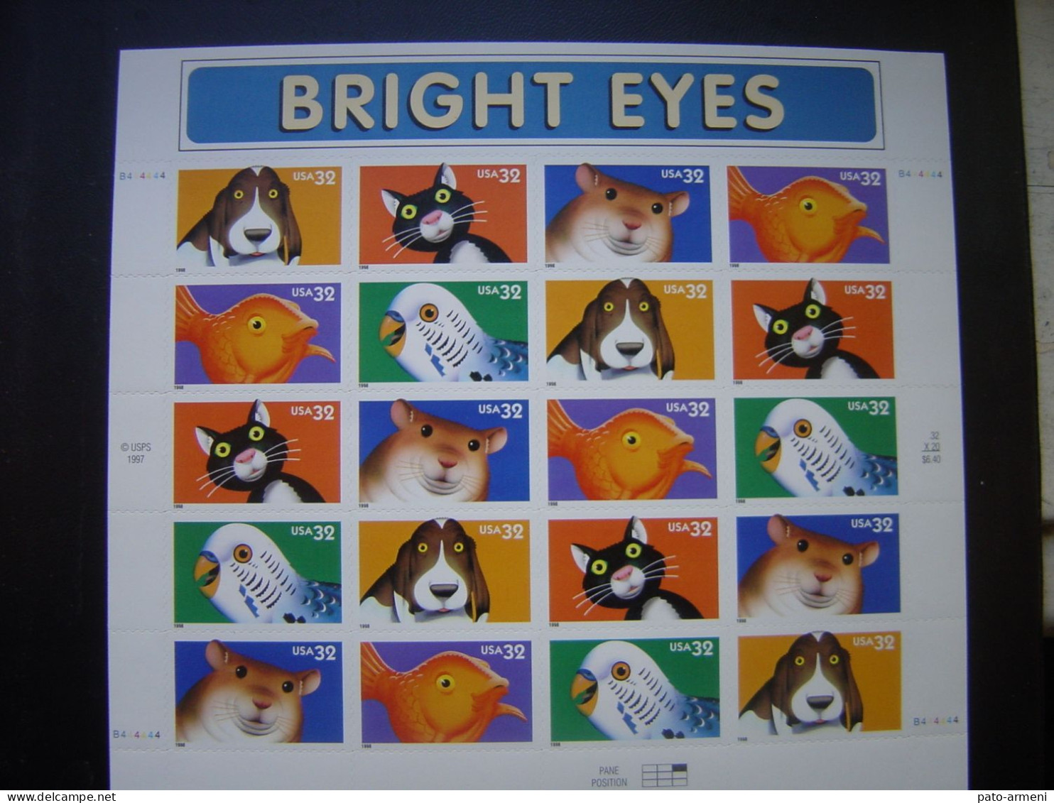 États-Unis – Yeux Brillants – Animaux De Compagnie - 1998 – Feuille De 20 Timbres Neuf MNH - Nuovi