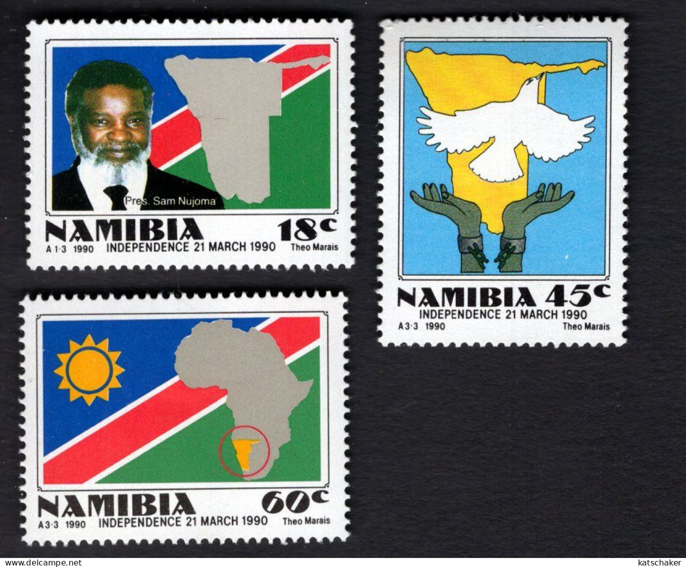 2025314450 1990 SCOTT 659 661 (XX) POSTFRIS MINT NEVER HINGED - INDEPENDENCE FROM SOUTH AFRICA - Namibie (1990- ...)