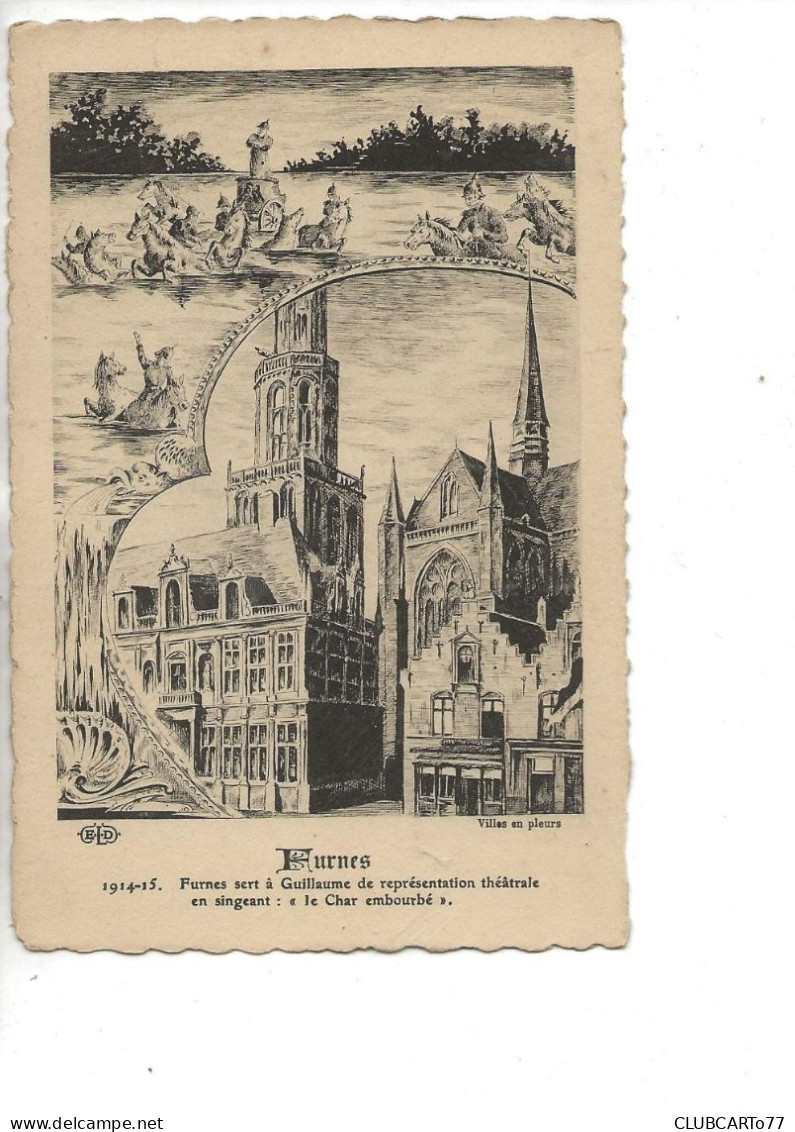 Furnes (Belgique, Flandre-Occidentale) : CP De Propagande Anti-allemande : La Ville Contre Le Char Teuton En 1915 PF - Sonstige & Ohne Zuordnung