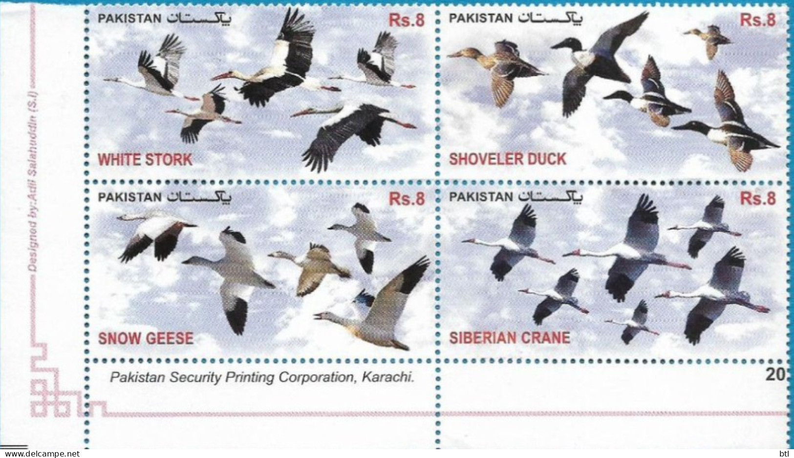 Pakistan : Migratory Birds Of Pakistan "Left Corner Imprint Set" - Pakistán