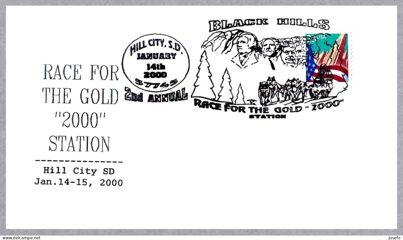 MOUNT RUSHMORE - Sled Dog - Race For The Gold. Hill City SD 2000 - Skulpturen