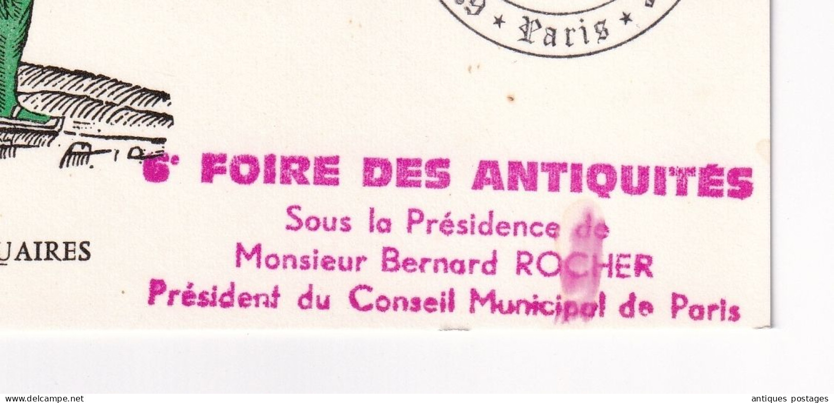 Carte 1968 Foire Antiquités Village Suisse Cité Des Antiquaires Antiquités Paris Bernard Rocher Timbre Paul Gauguin - Lettres & Documents