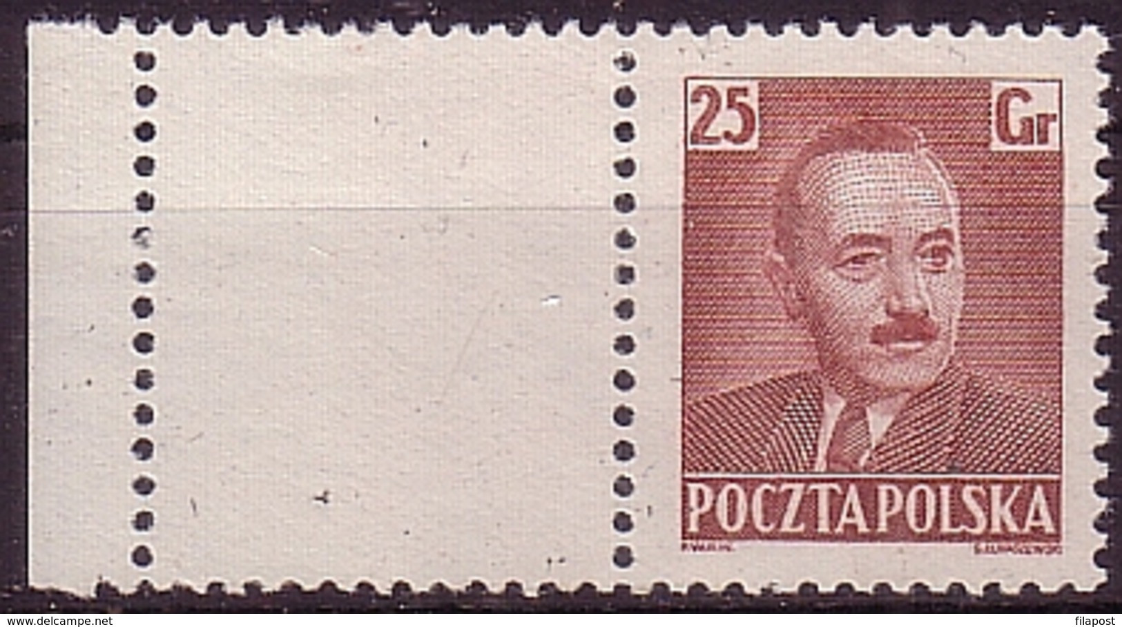 Poland 1950 Mi 675 Boleslaw Bierut Stamp With Blank Field Margin MNH** W 475 - Nuevos