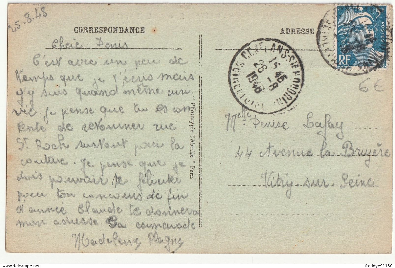 CPA 95 . Neuville Sur Oise . Bords De L'Oise . 1948 - Neuville-sur-Oise