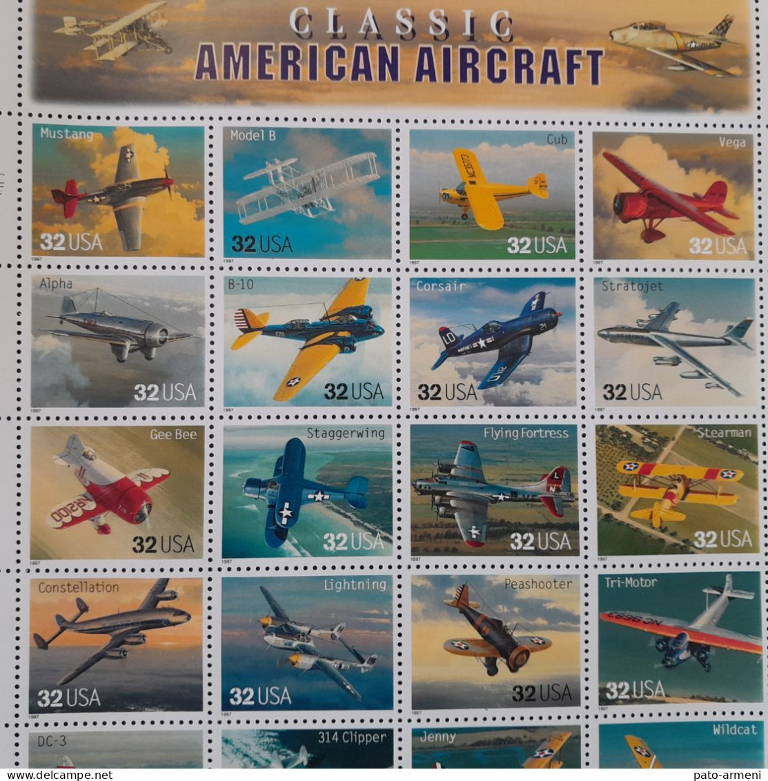 Timbres US (1997)- Classic American Aircraft Feuille De 20- SC#3142 - Ungebraucht