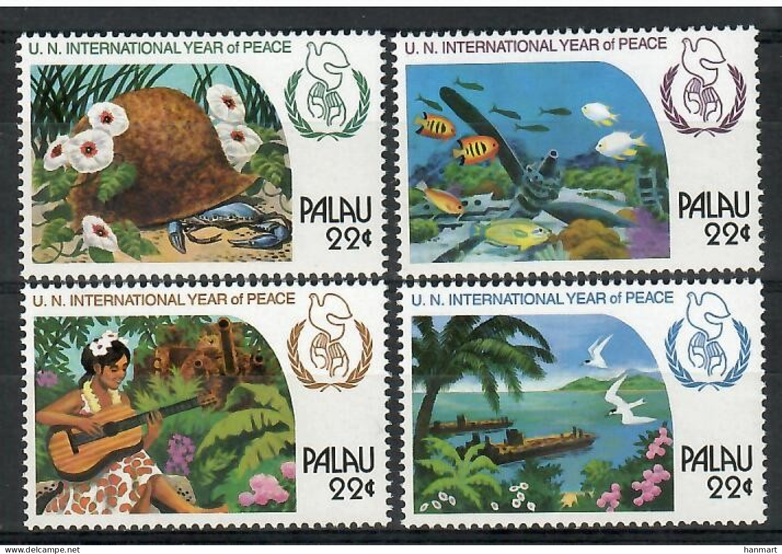 Palau 1986 Mi 154-157 MNH  (ZS7 PAL154-157) - Poissons
