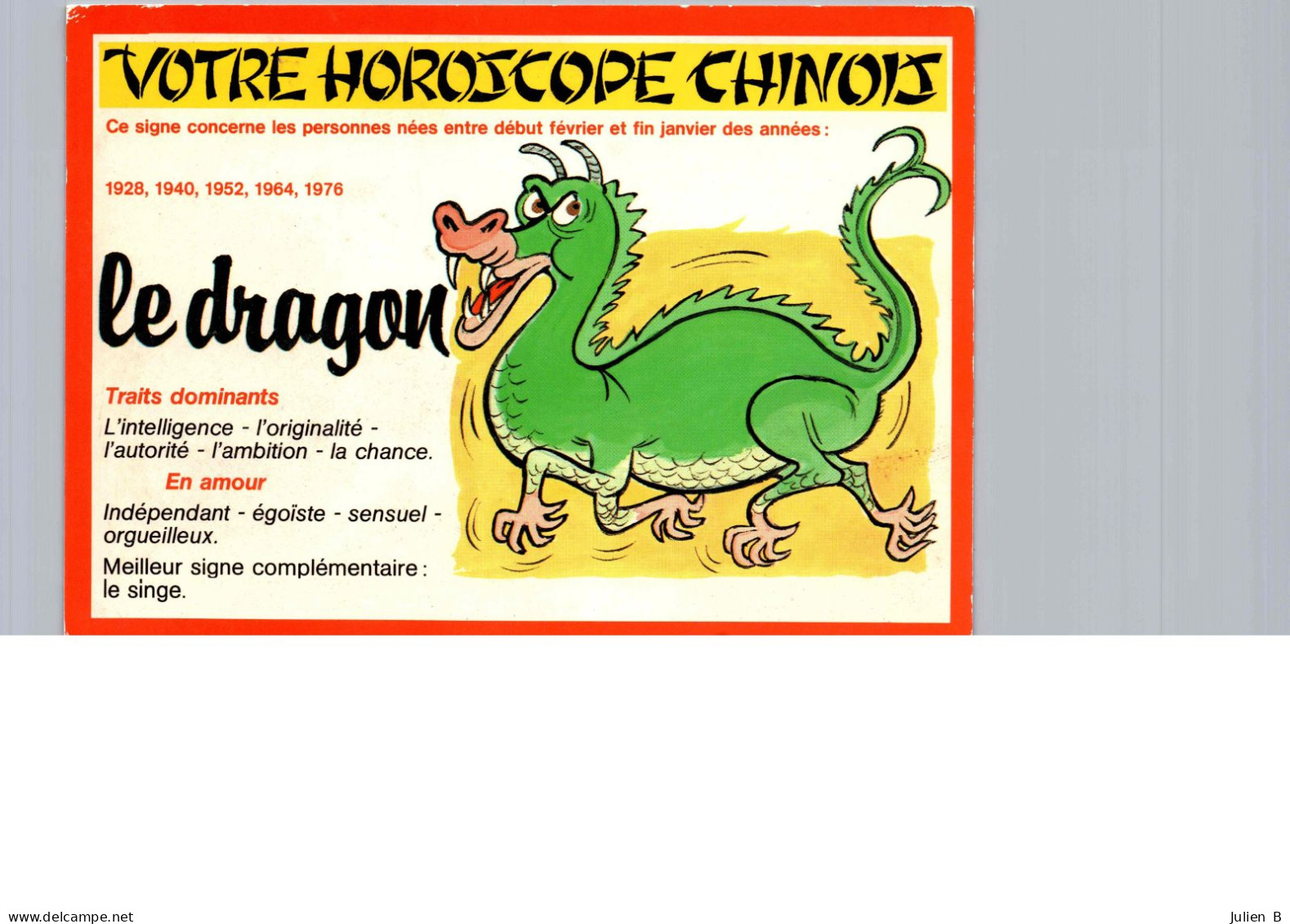 Le Dragon, Votre Horoscope Chinois, Edition Lyna-Paris - Astrologia