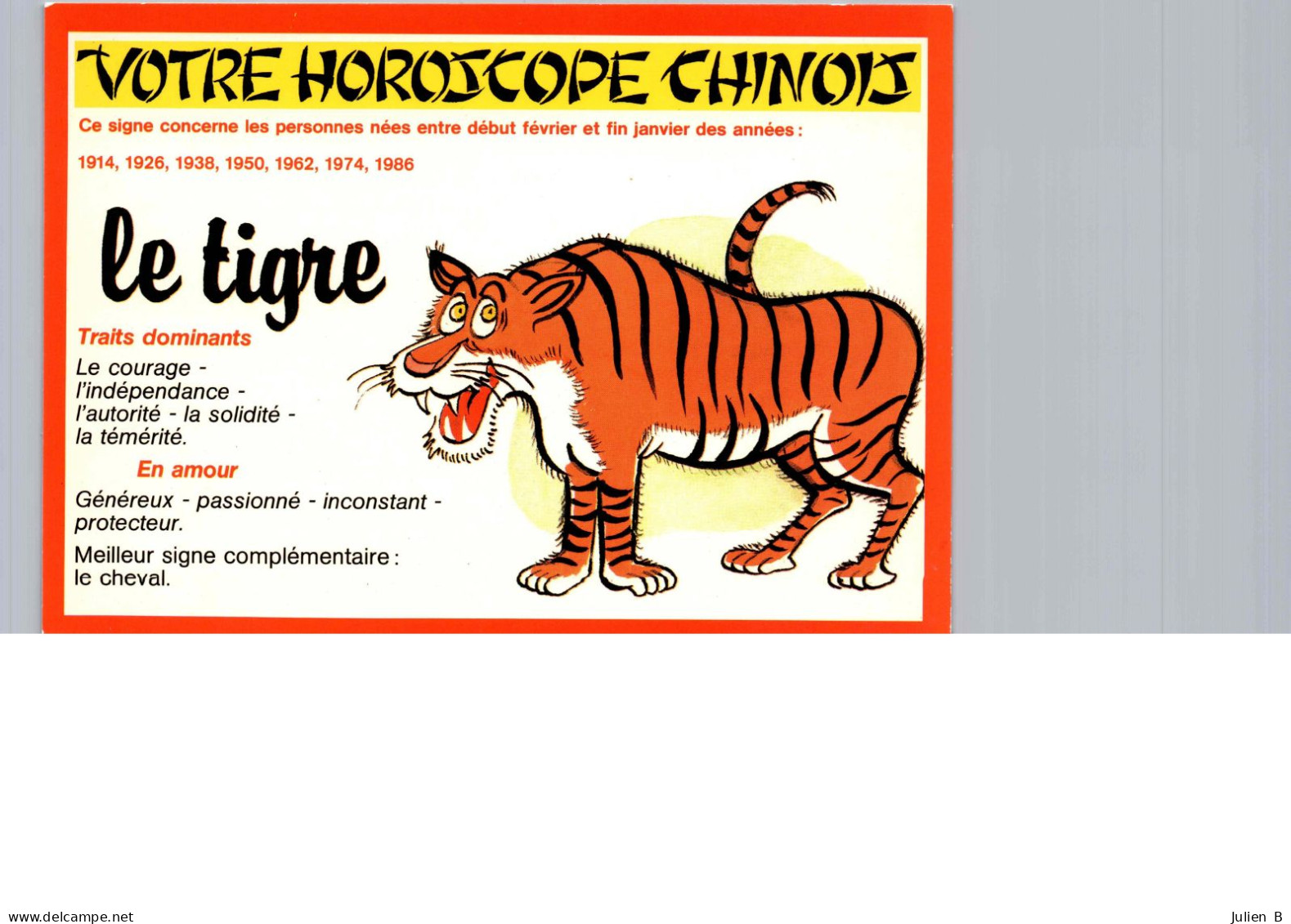 Le Tigre, Votre Horoscope Chinois, Edition Lyna-Paris - Astrologia