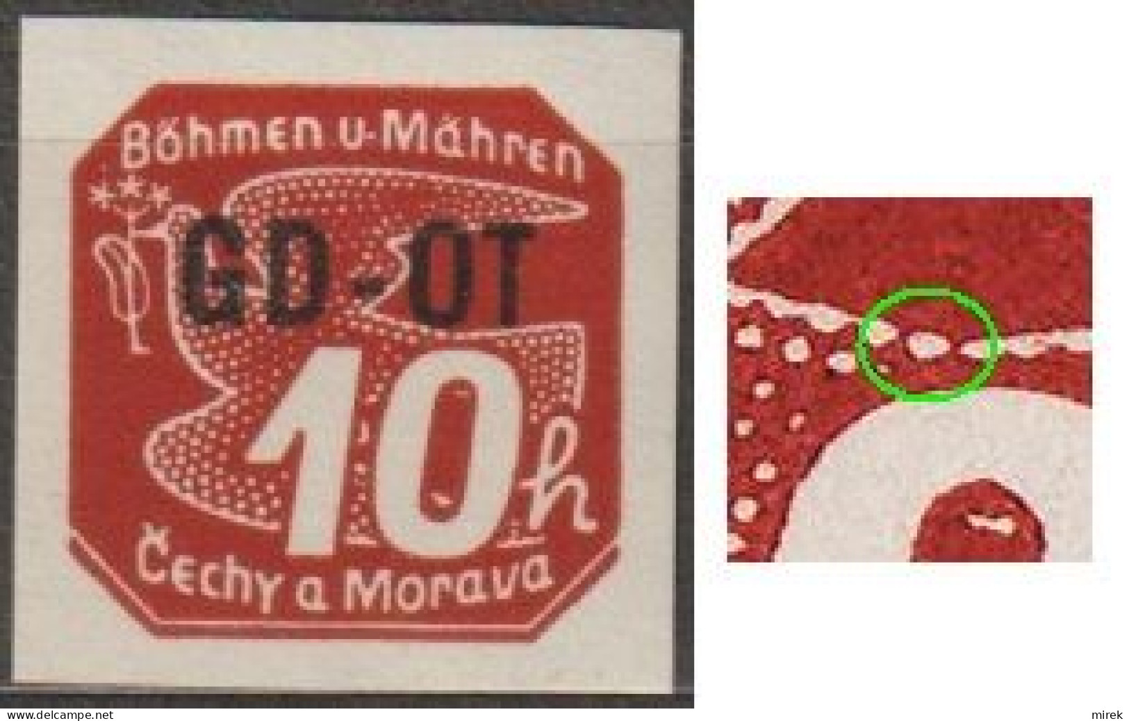 13/ Pof. OT 1, Plate Flaw, Stamp Position 32, Print Plate 1 And 2-39 - Ungebraucht