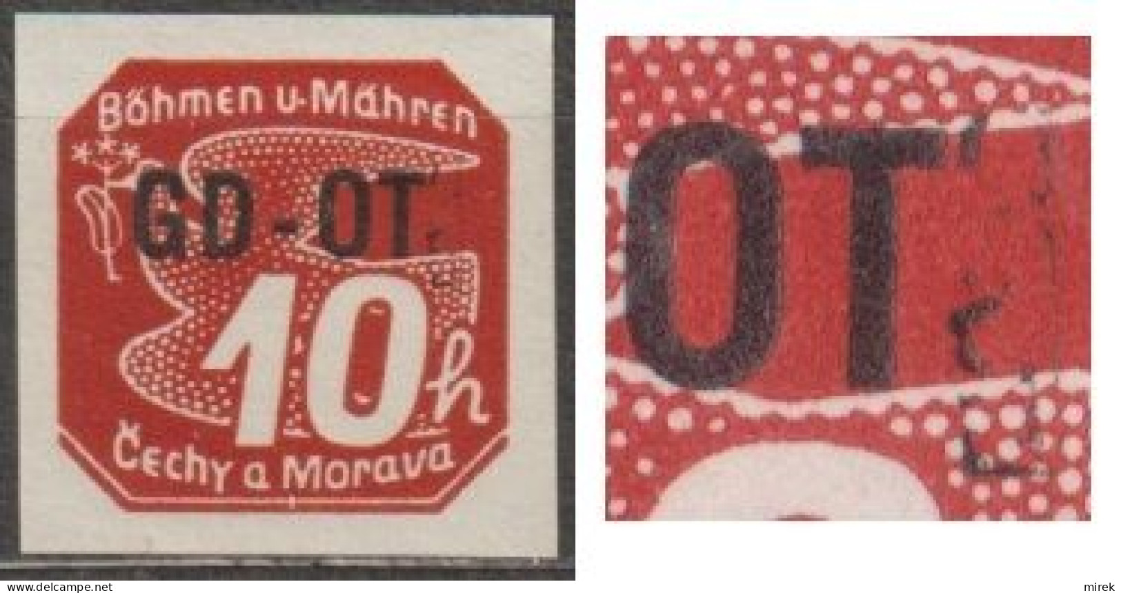 14/ Pof. OT 1, Overprint Flaw, Stamp Position 33, Print Plate 2-39 - Ongebruikt