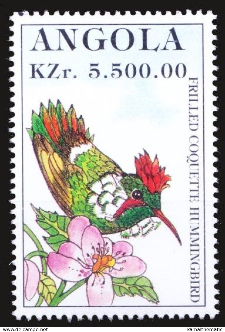 Angola 1996 MNH, Birds, Frilled Coquette Hummingbird (Lophornis Magnificus) - Colibris