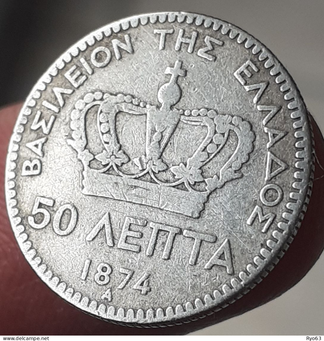 Monnaie 50 Lepta 1874 A Georges Ier Grèce - Griechenland