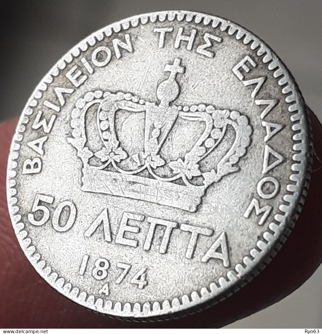 Monnaie 50 Lepta 1874 A Georges Ier Grèce - Greece