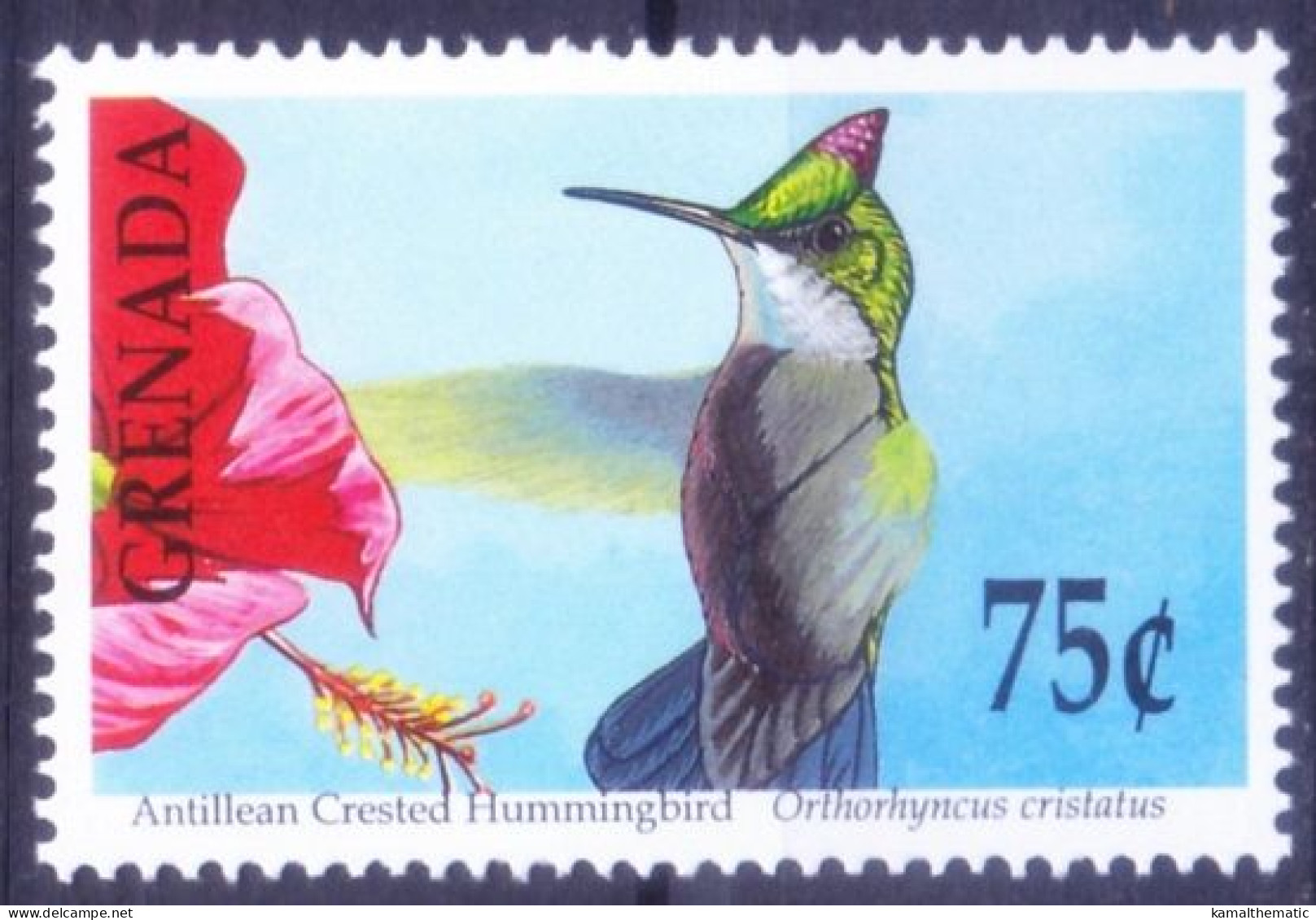 Grenada 1990 MNH, Antillean Crested Hummingbird, Birds - Hummingbirds