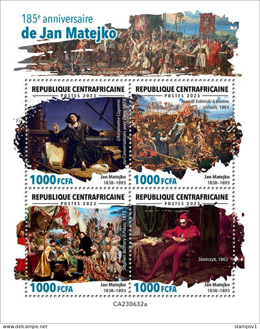 Central Africa  2023 185th Anniversary Of Jan Matejko. Copernicus. (632a) OFFICIAL ISSUE - Autres & Non Classés