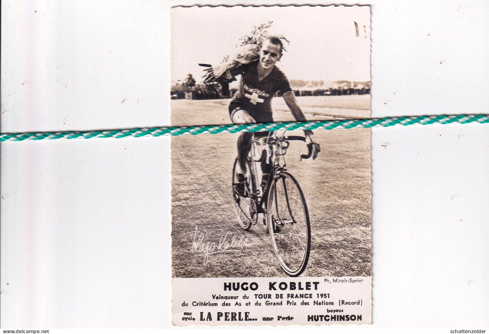 Kaart Carte Hugo Koblet, Vainquer Tour De France (1951), Critérium Des As Et Du Grand Prix Des Nations - Ciclismo